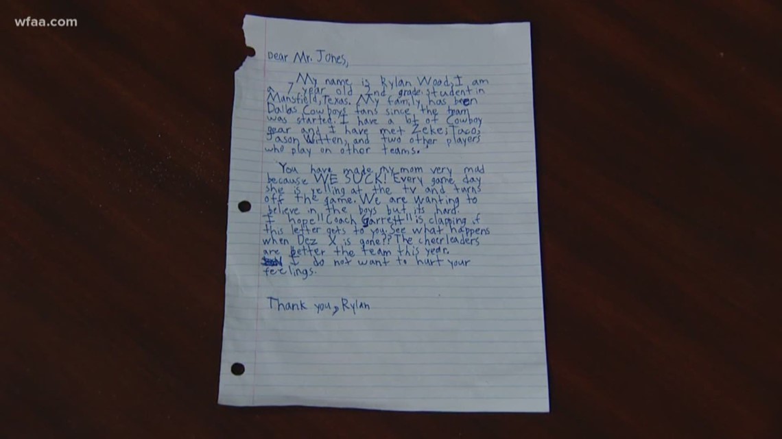 Boy fed up with Cowboys' season pens hilarious letter to 