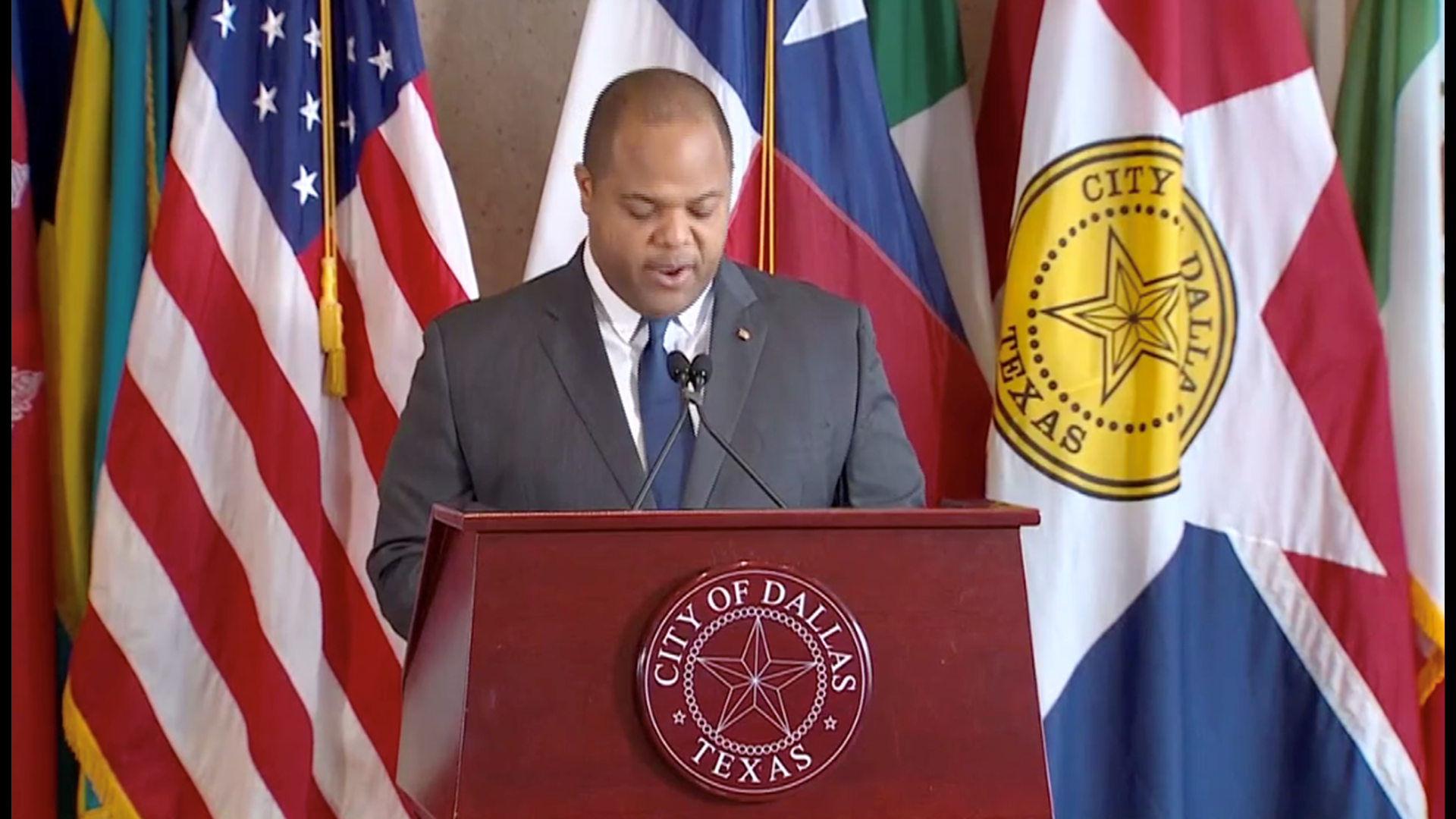 Dallas Mayor Eric Johnson held a news conference Friday morning after declaring a local state of disaster the night before.