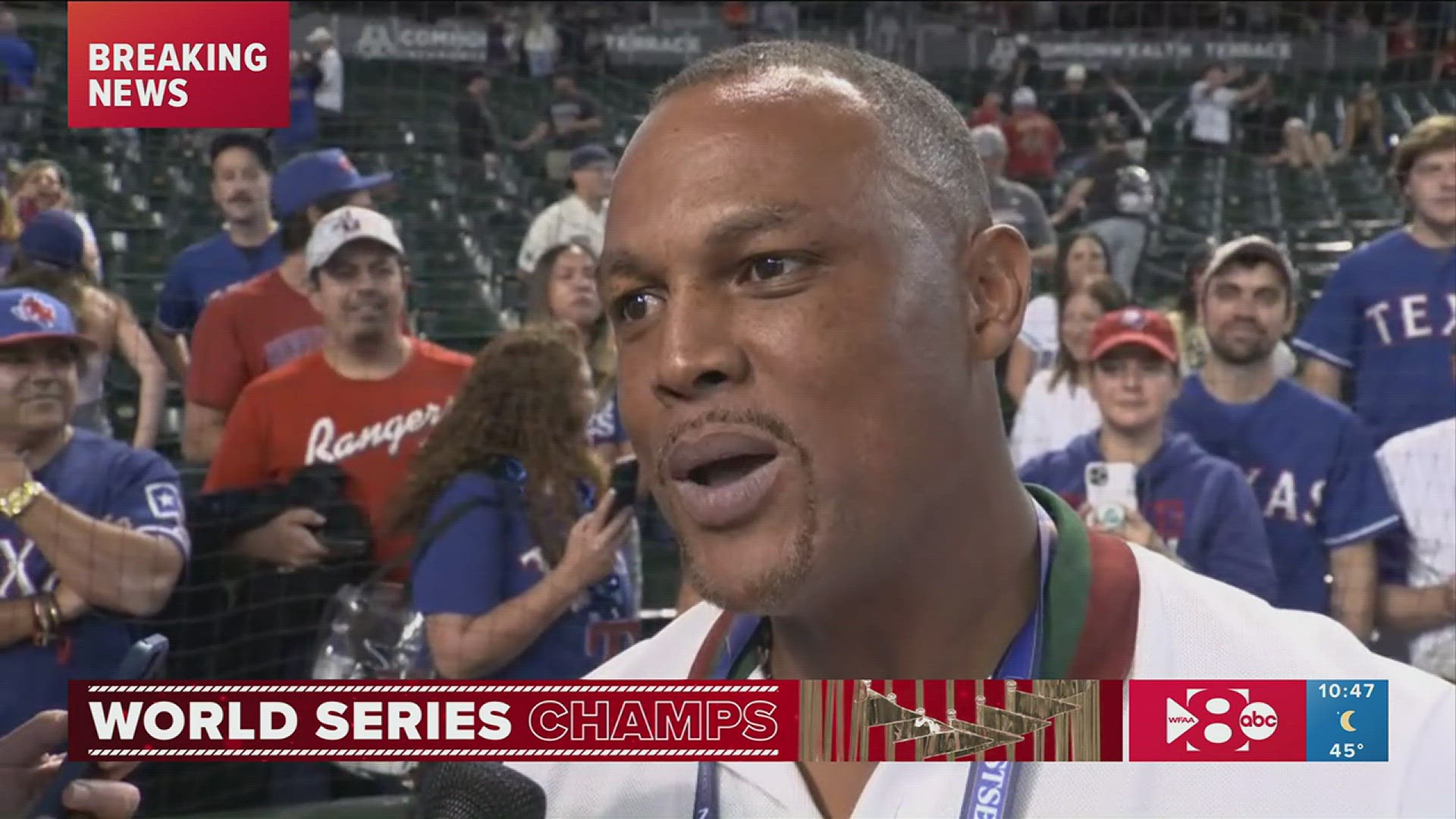 Adrian Beltre speaks on the Texas Rangers winning the 2023 World Series.
