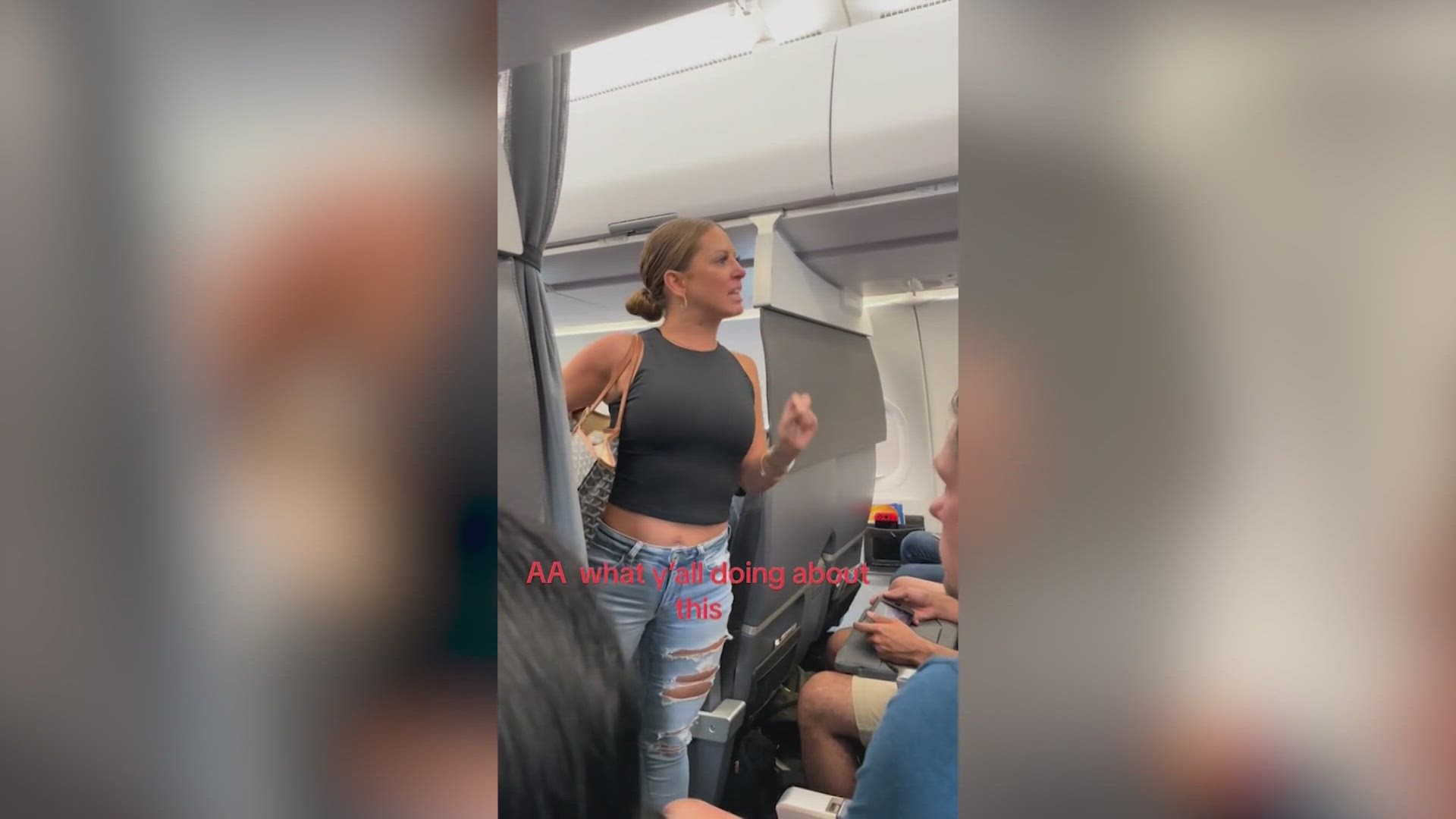 A TikTok user shared video of a woman, now identified as Tiffany, walking to the front of the plane saying someone in the back of the plane was "not real."