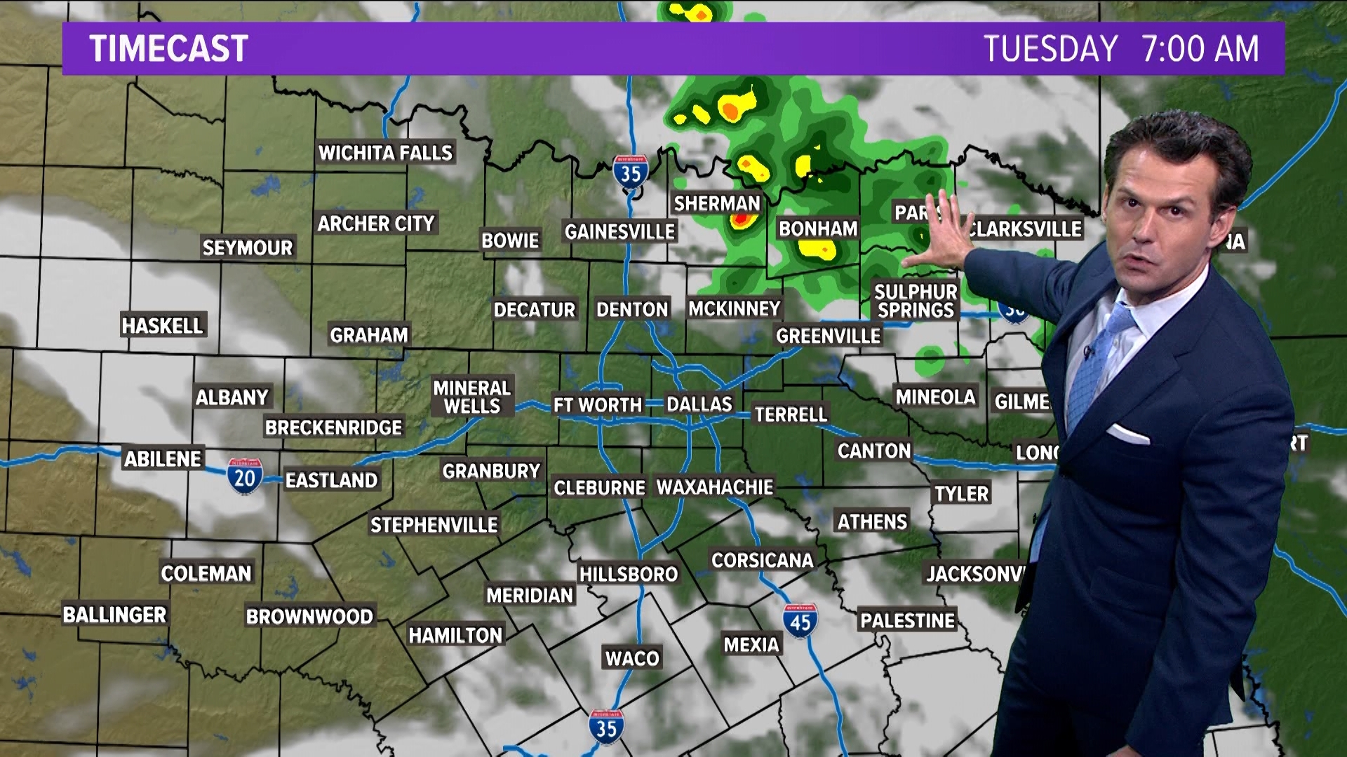 WFAA meteorologist Kyle Roberts provides a weather update for the North Texas area on May 27, 2024.