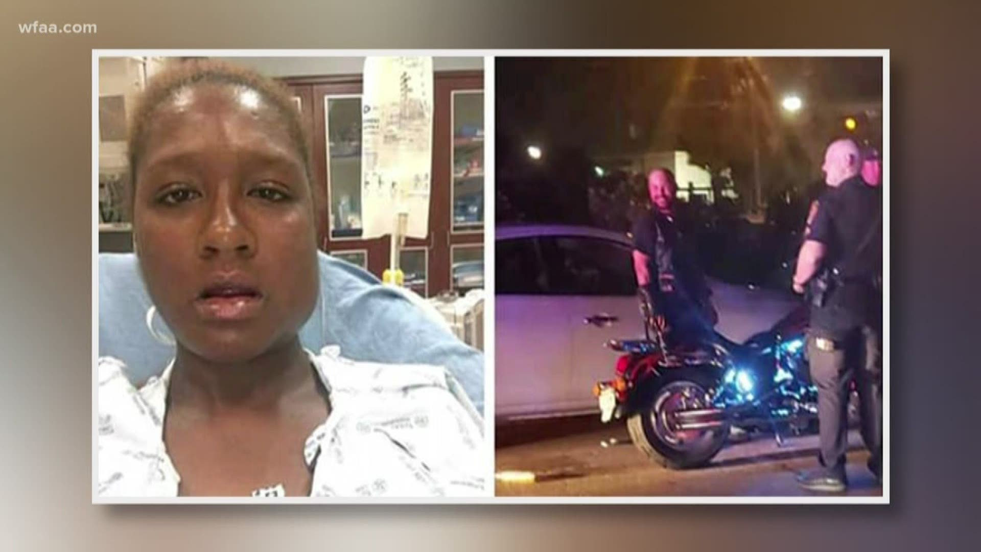 A pregnant woman who says she was attacked by a motorcyclist got the arrest she was hoping for. Niesha Woods says the man broke her jaw during the road rage incident.