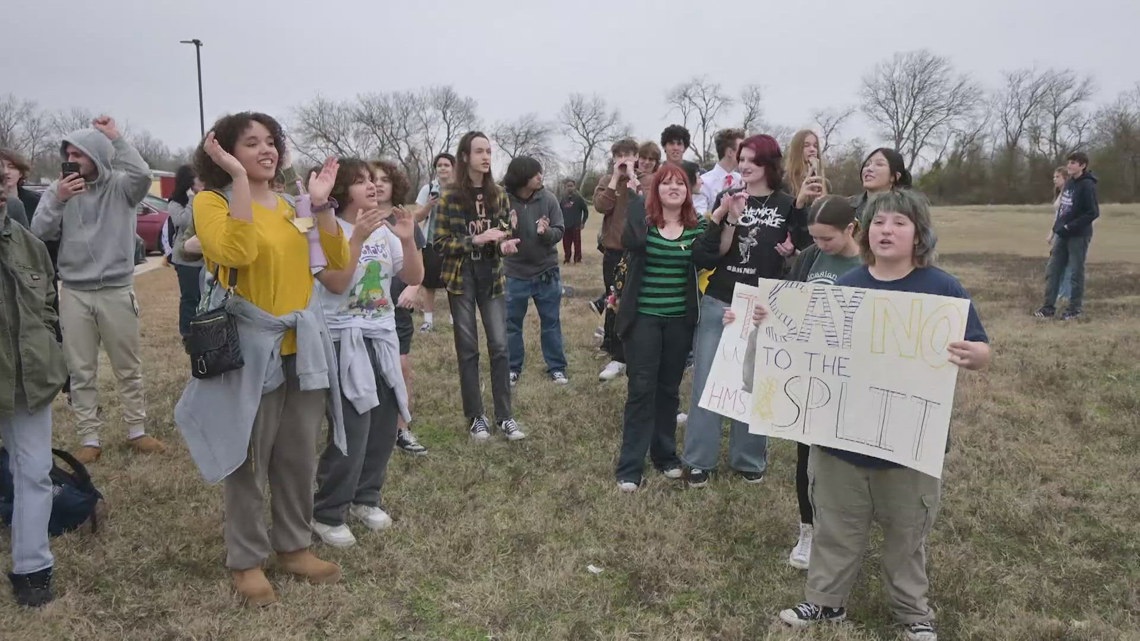 Keller ISD students unite in protest against proposal to split district ...