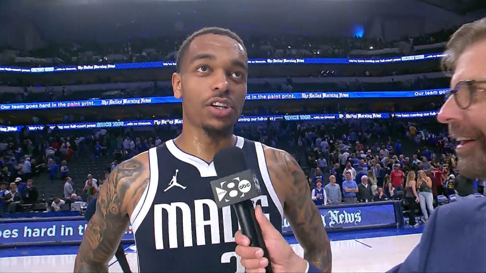 P.J. Washington Jr. courtside interview after Mavs beat Warriors 108-106 |  wfaa.com