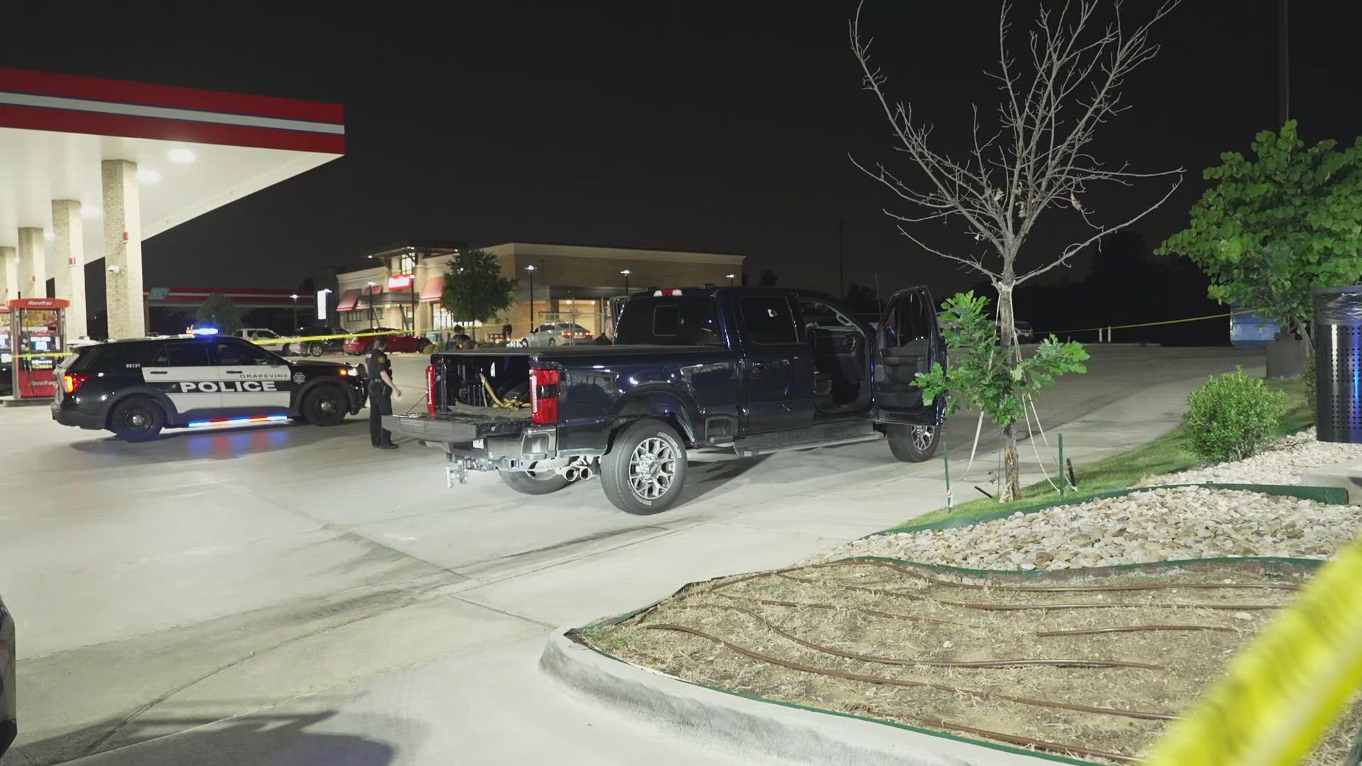 According to police, the suspect shot into a truck and drove off. 