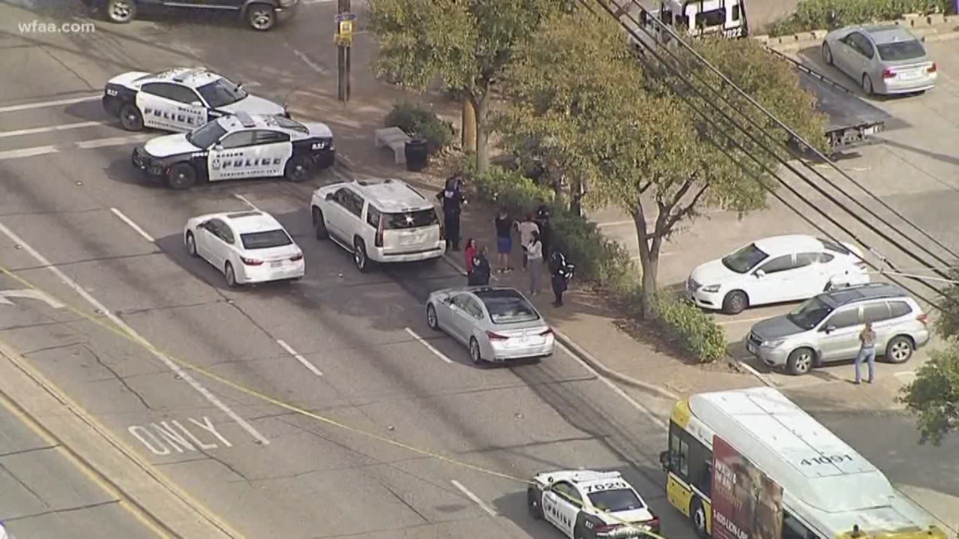An officer shot a man after he witnessed the male shoot someone in Dallas, police say.