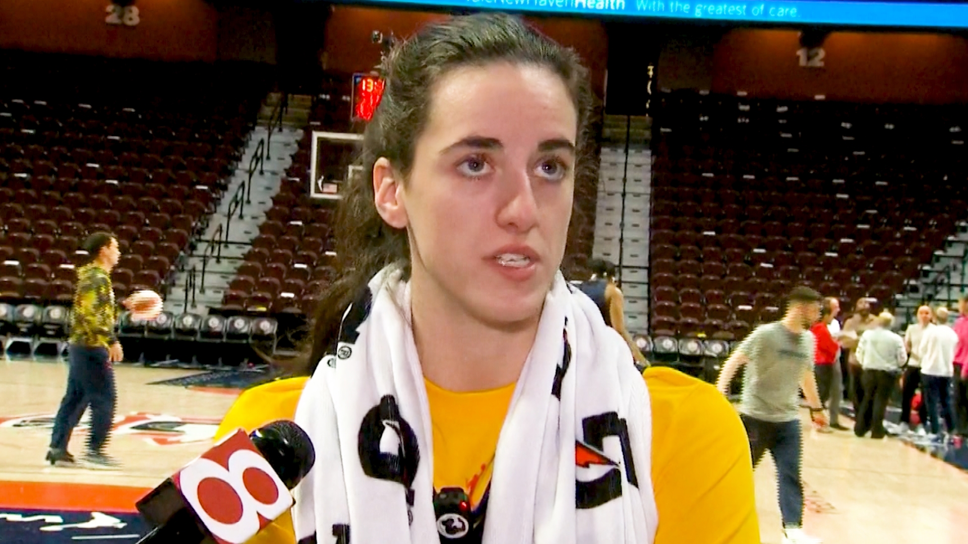 Caitlin Clark spoke to the media on May 14, 2024, before her WNBA debut in Indiana Fever's game against the Connecticut Sun.