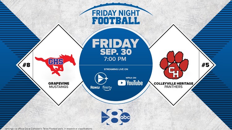 WFAA's Friday Night Football to broadcast 'Battle of the Red Rail' between Grapevine and Colleyville Heritage