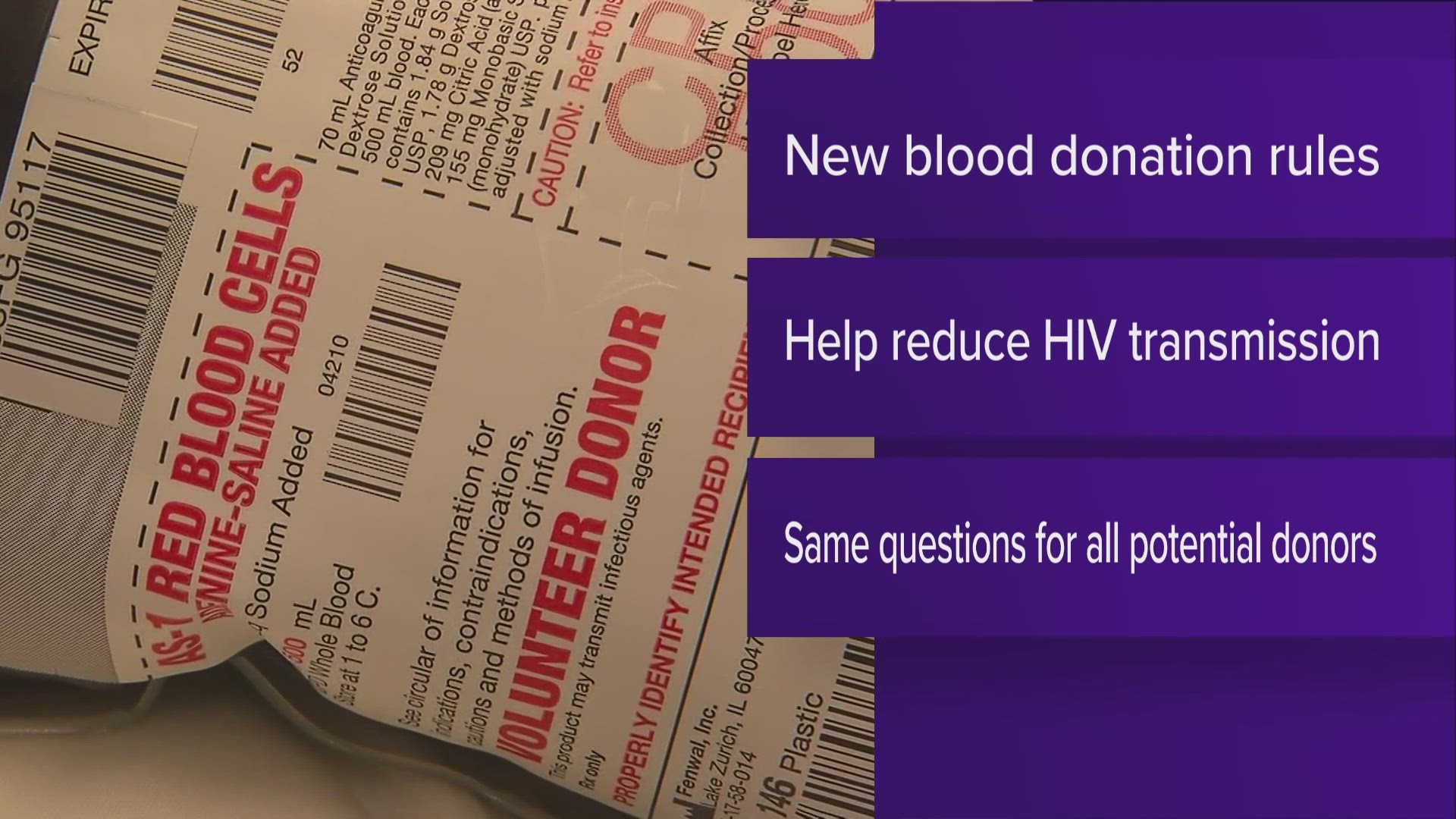 All potential donors will be screened with a new questionnaire that evaluates individual risks for HIV based on sexual behavior, recent partners and other factors.