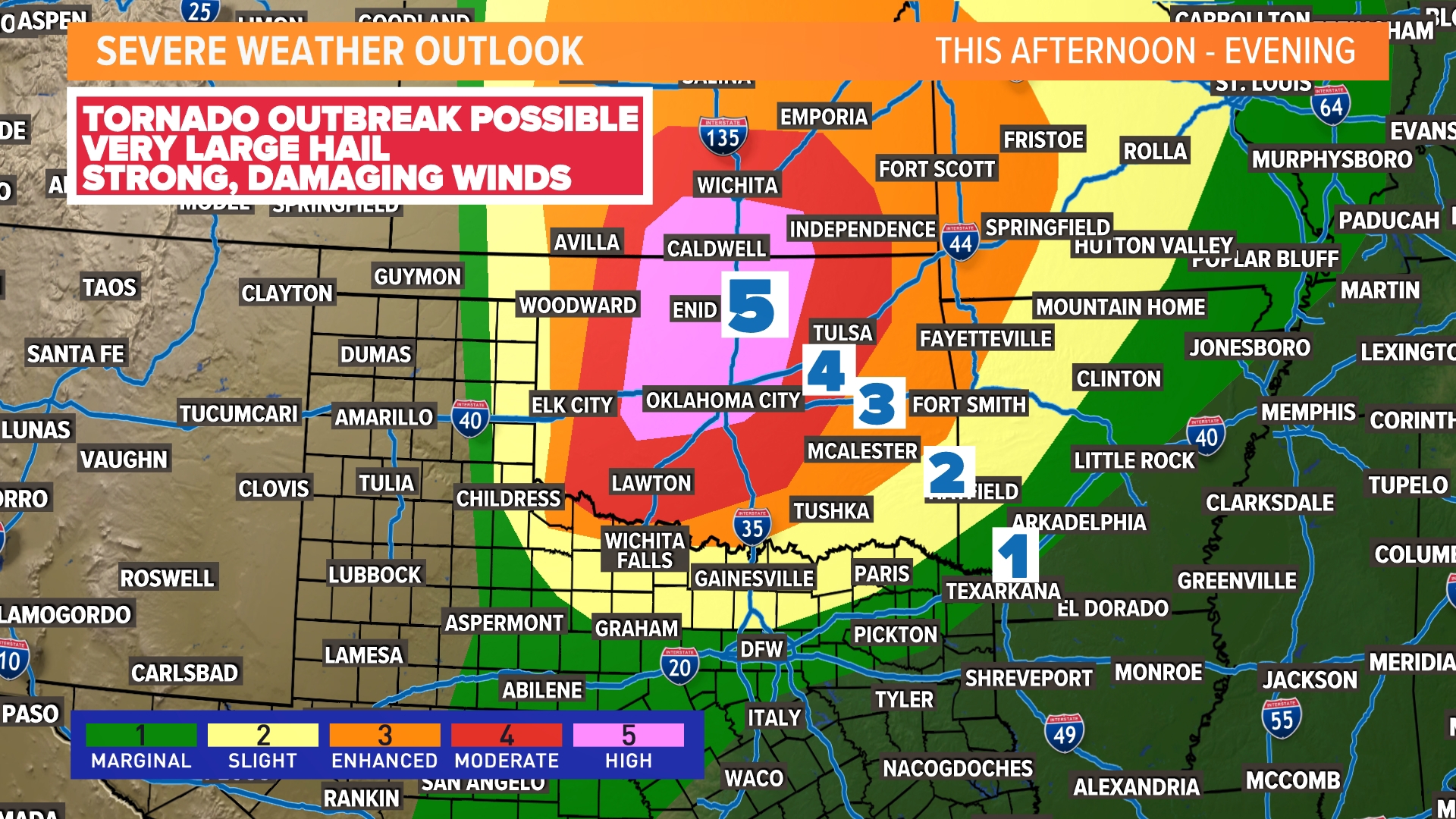 Oklahoma weather forecast 'High Risk' threat for tornadoes