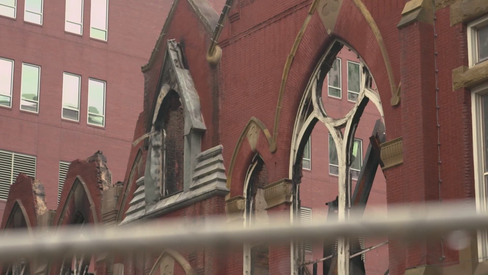 First Baptist Dallas said beams and scaffolding are being installed to shore up the walls of the 1891-built sanctuary.