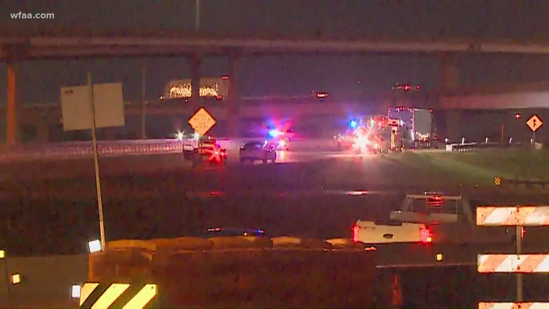 A crash that happened around 5:30 a.m. Tuesday at the convergence of the two highways in Mesquite was causing major delays, officials said.