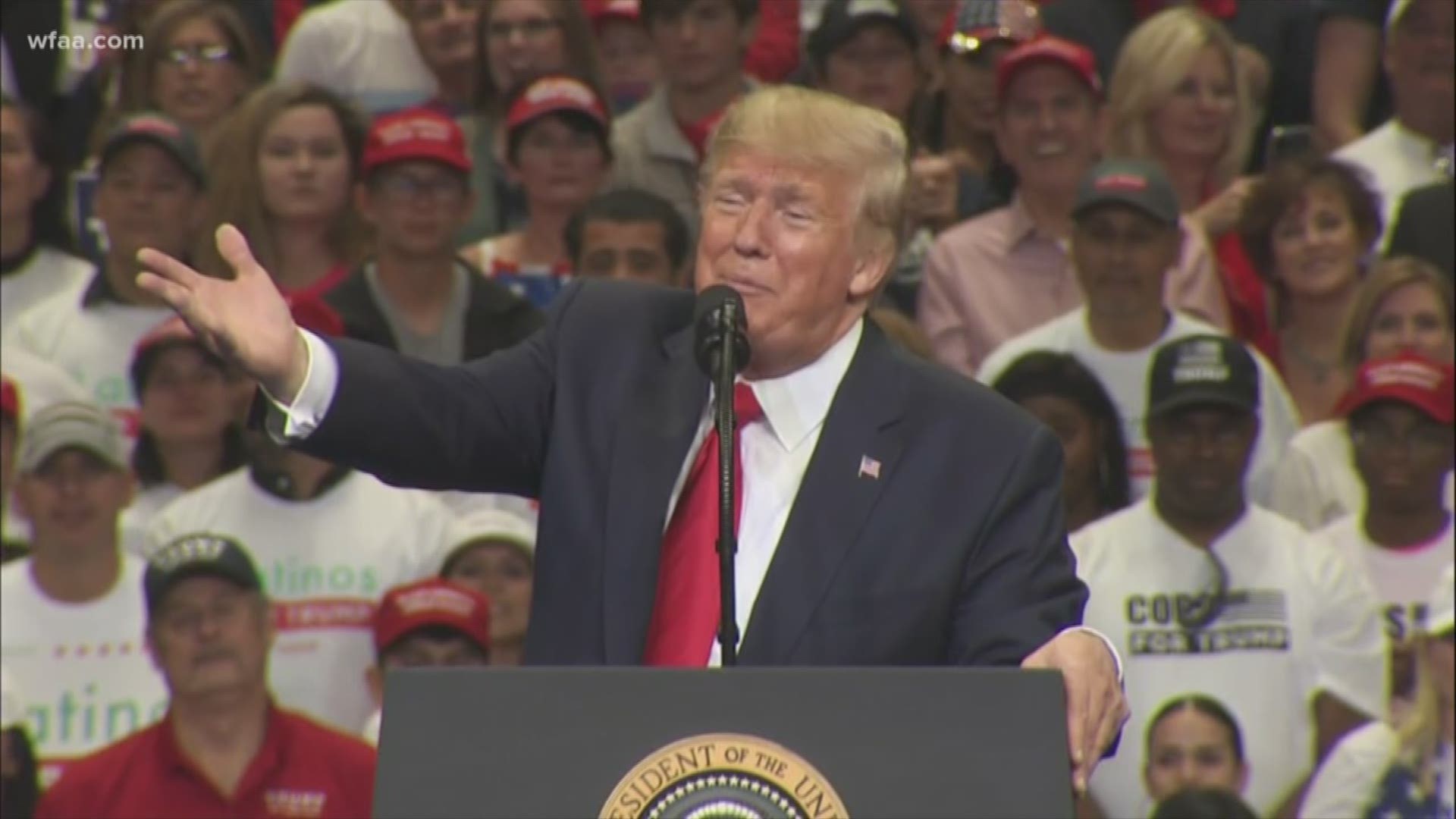 President Trump spoke about Turkey, the economy, Democrats, Beto O'Rourke, Rick Perry and many more topics in his campaign rally at the American Airlines Center.