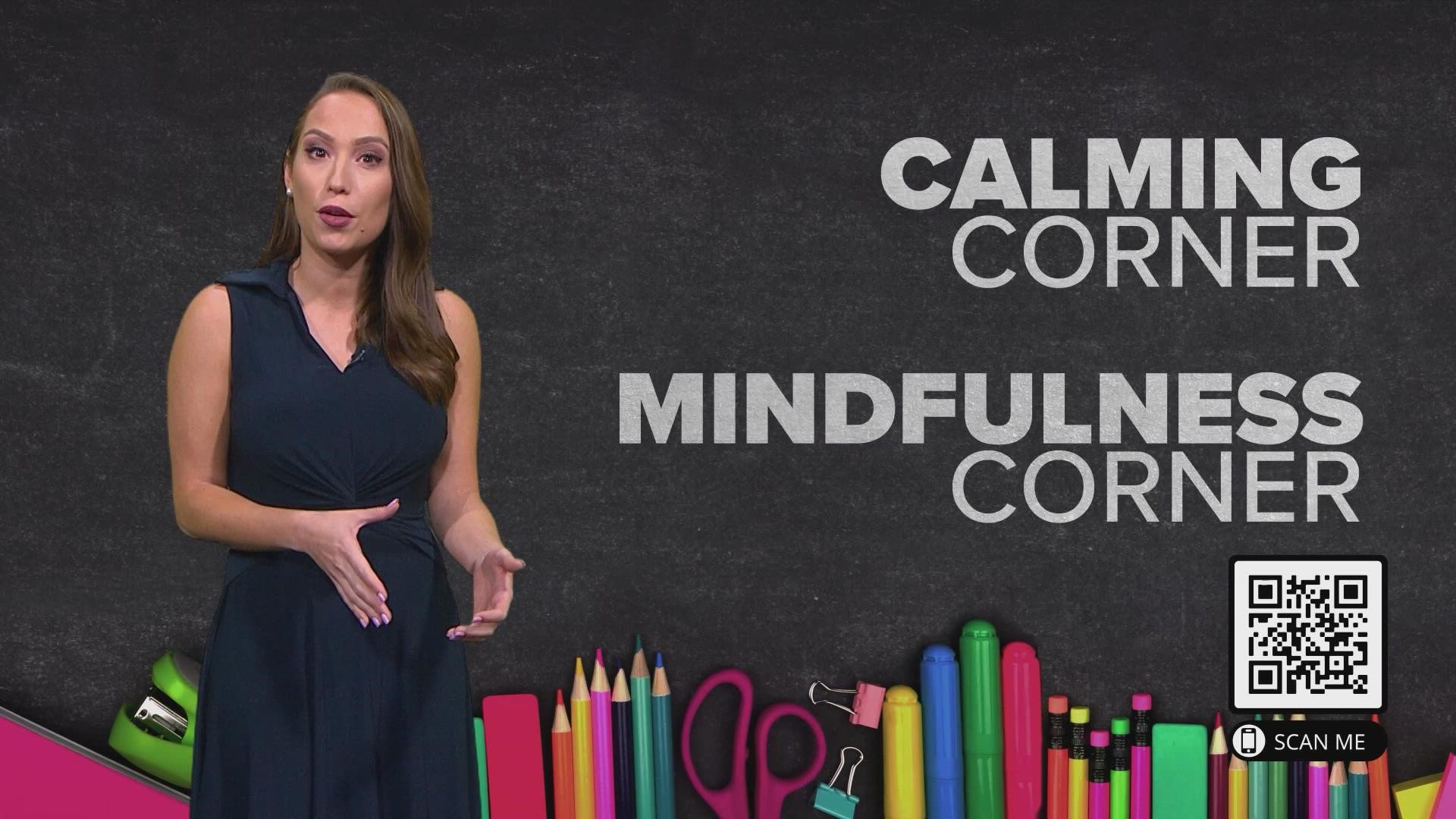 A calming corner or "mindfulness corner" is just a separate space your kids can go to when they need a break – or space – or a quiet moment to think.