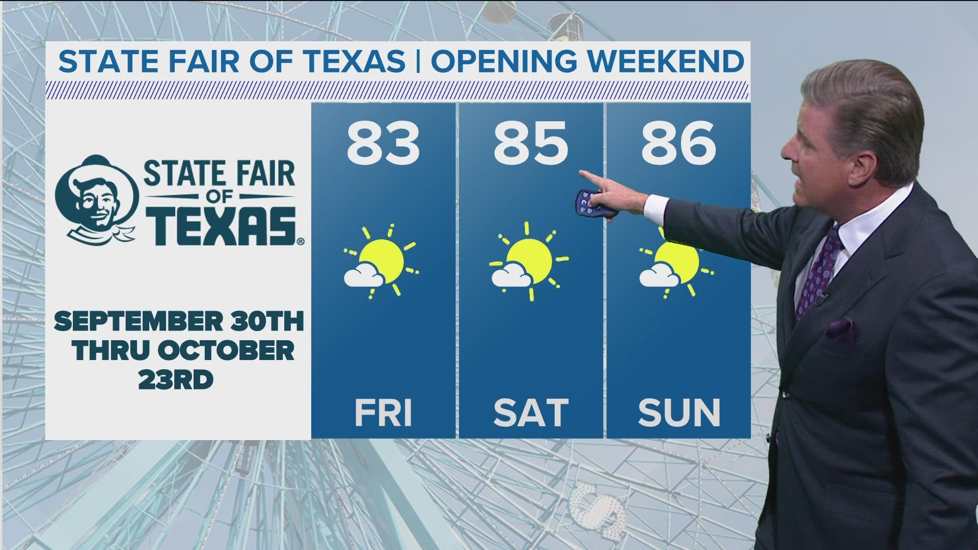 Headed to the State Fair of Texas this weekend? The weather's looking nice.