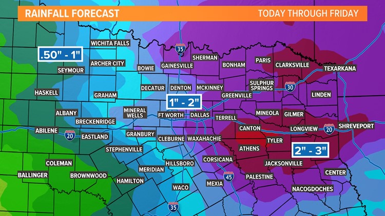 A cooler and wet pattern returning to North Texas