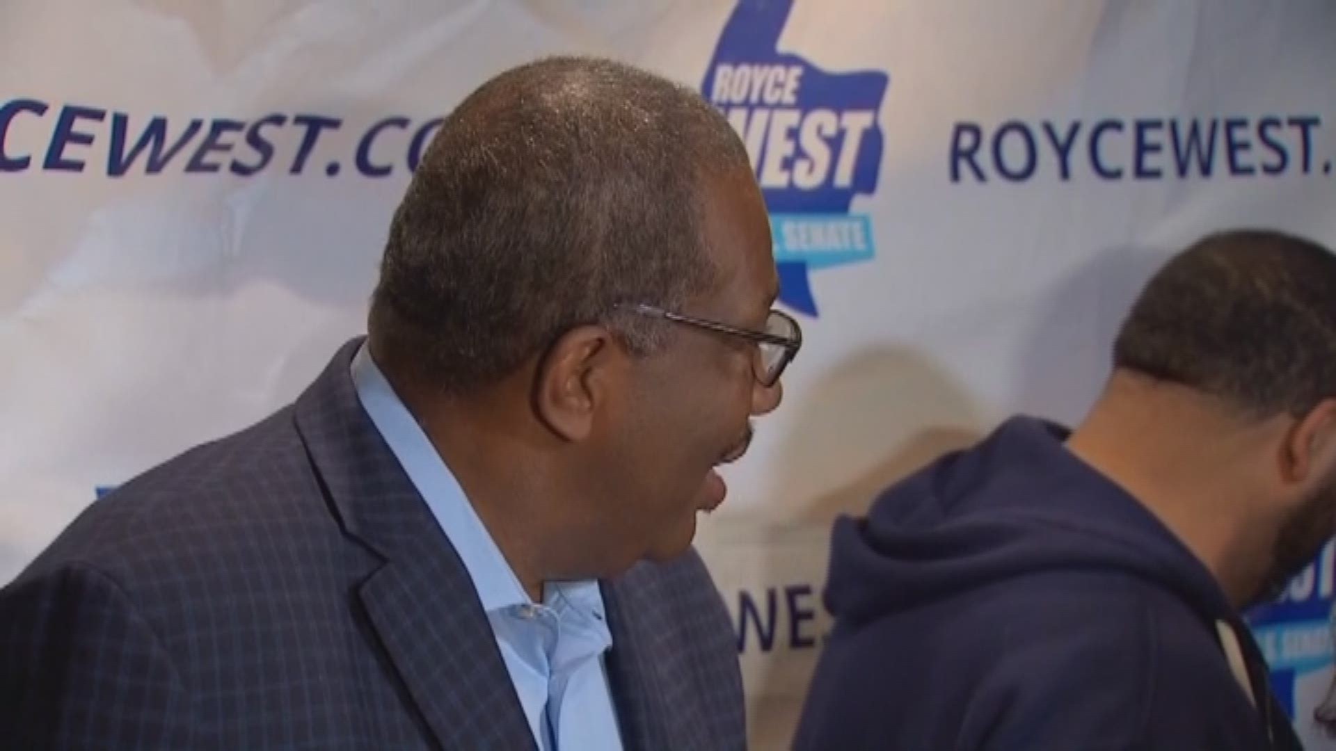 Royce West says to supporters he's confident he'll be in the runoff for the Democratic primary for the U.S. Senate.