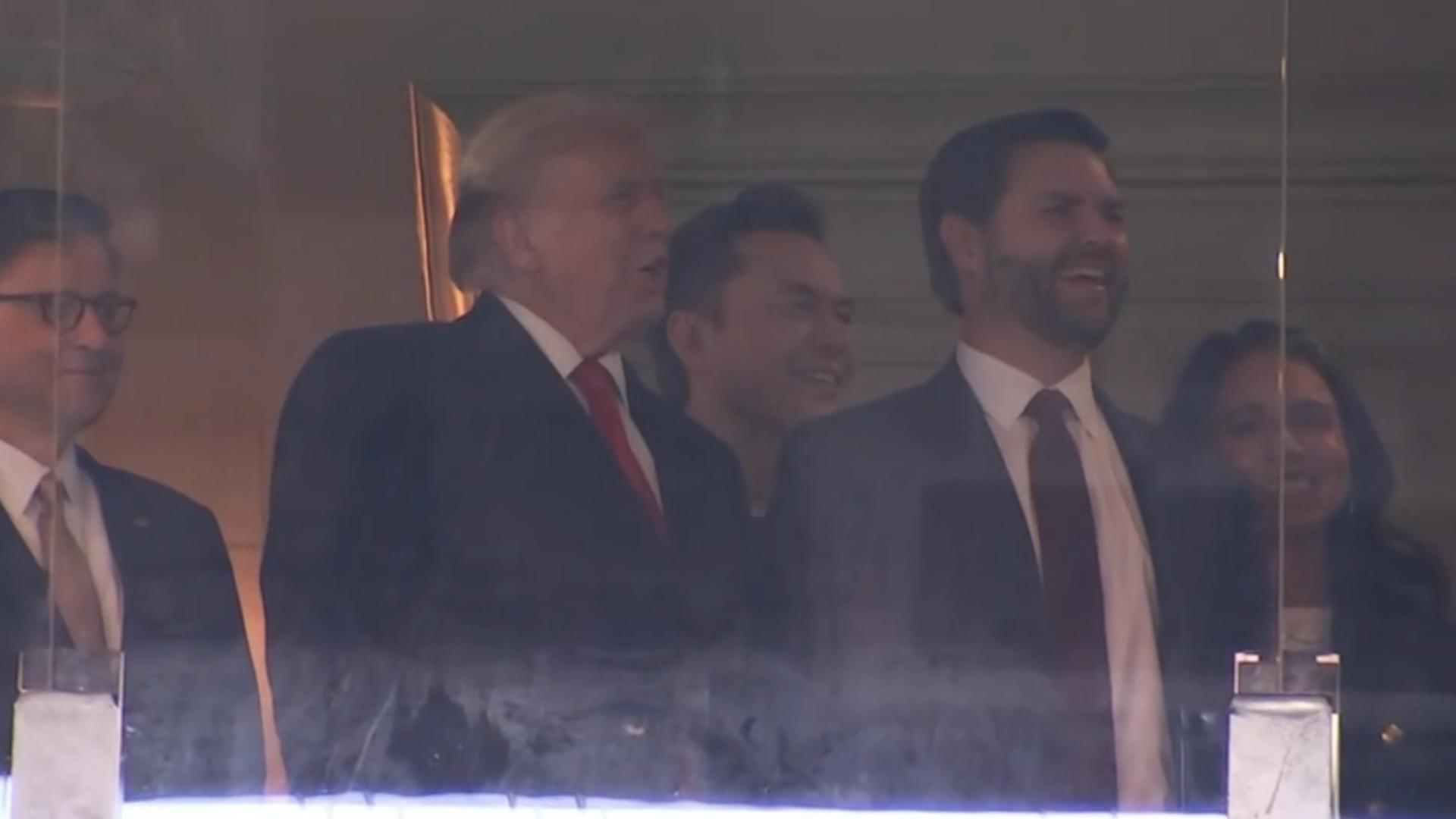 President-elect Donald Trump, VP-elect JD Vance and Elon Musk attended the annual Army-Navy game in Landover, Maryland, on December 14, 2024.