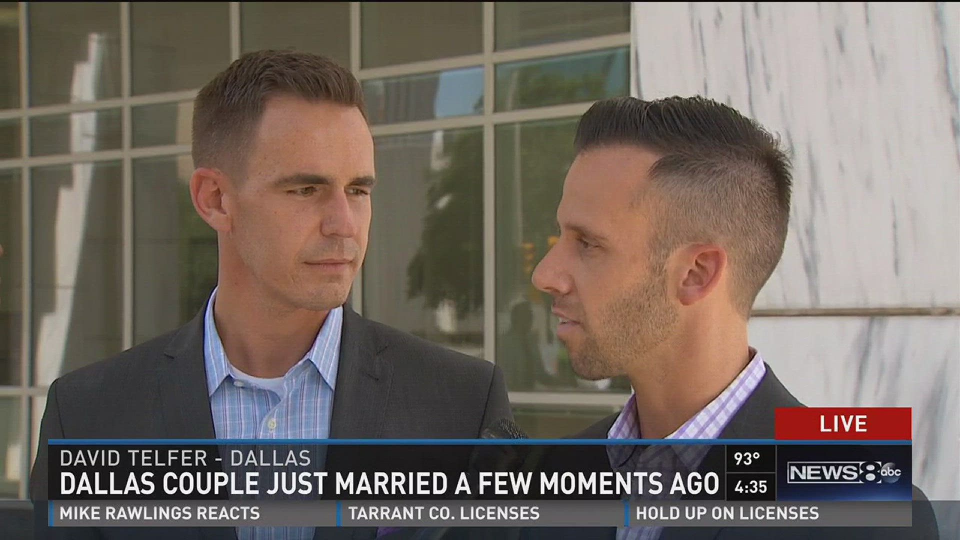 Same-sex Dallas couple talks moments after marriage wfaa