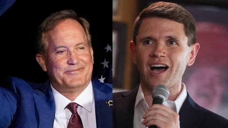 Republican Ken Paxton, left, is no longer responding to messages about organizing a debate with Democrat James Talarico.