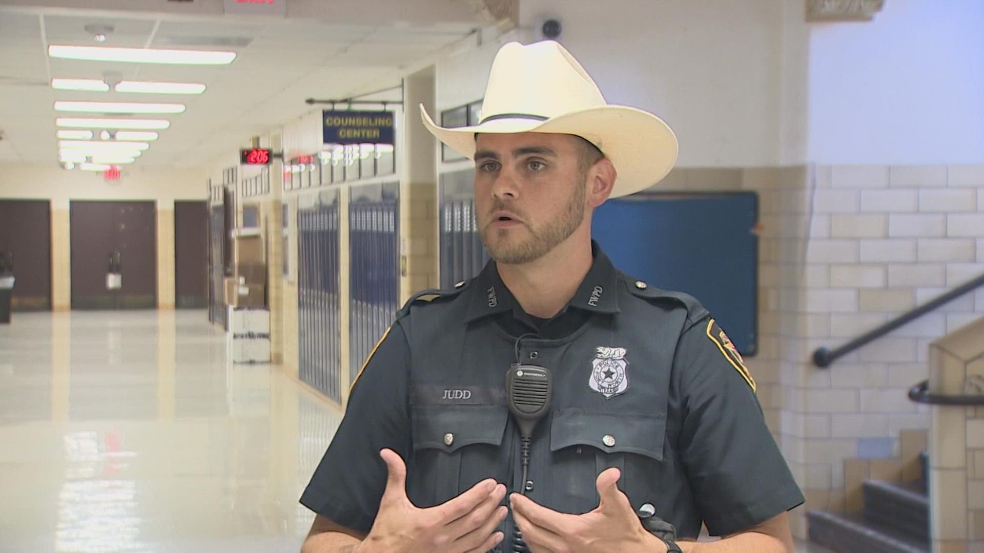 Nothing is more important to Fort Worth Police Officer Ethan Judd than making sure his school building is safe.