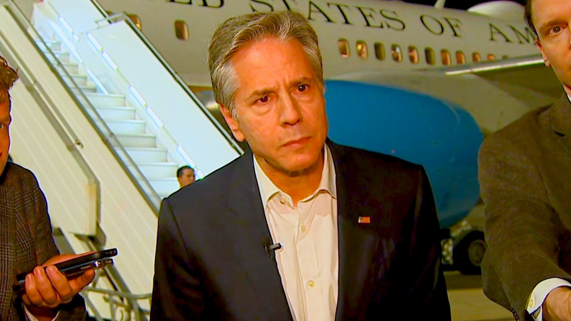 Secretary Of State Antony Blinken Speaks To Media Before Leaving Saudi ...