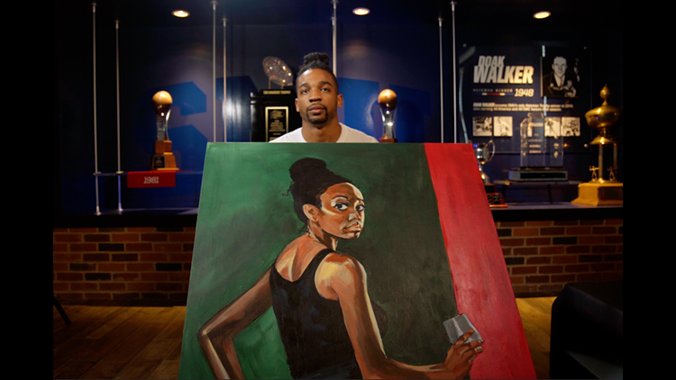 SMU football player uses NCAA rule change to promote passion for painting