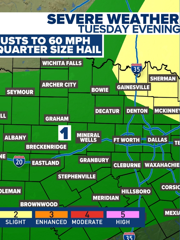 DFW Weather Alert: Severe storms possible Tuesday night | wfaa.com