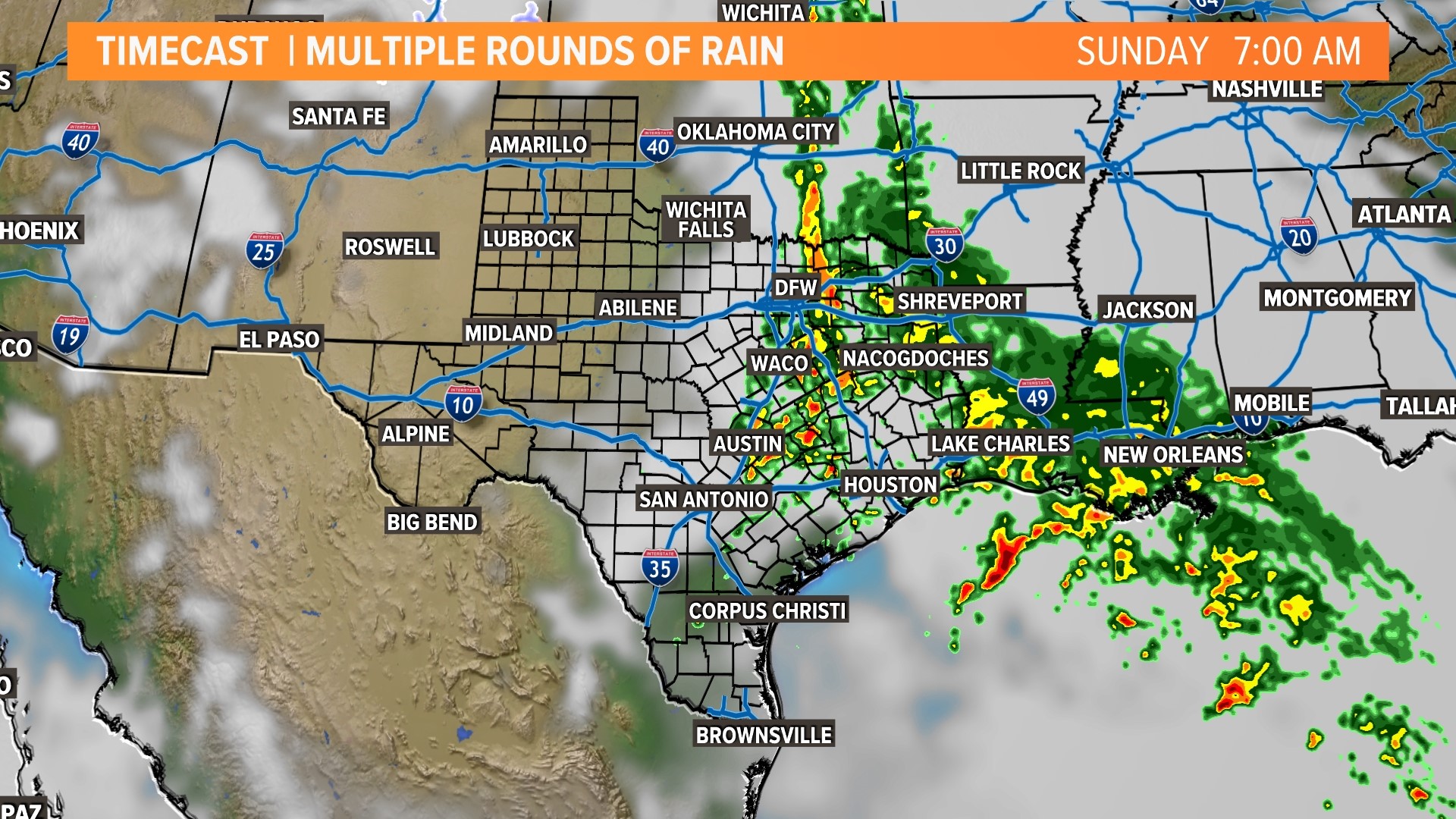 DFW Rain timeline