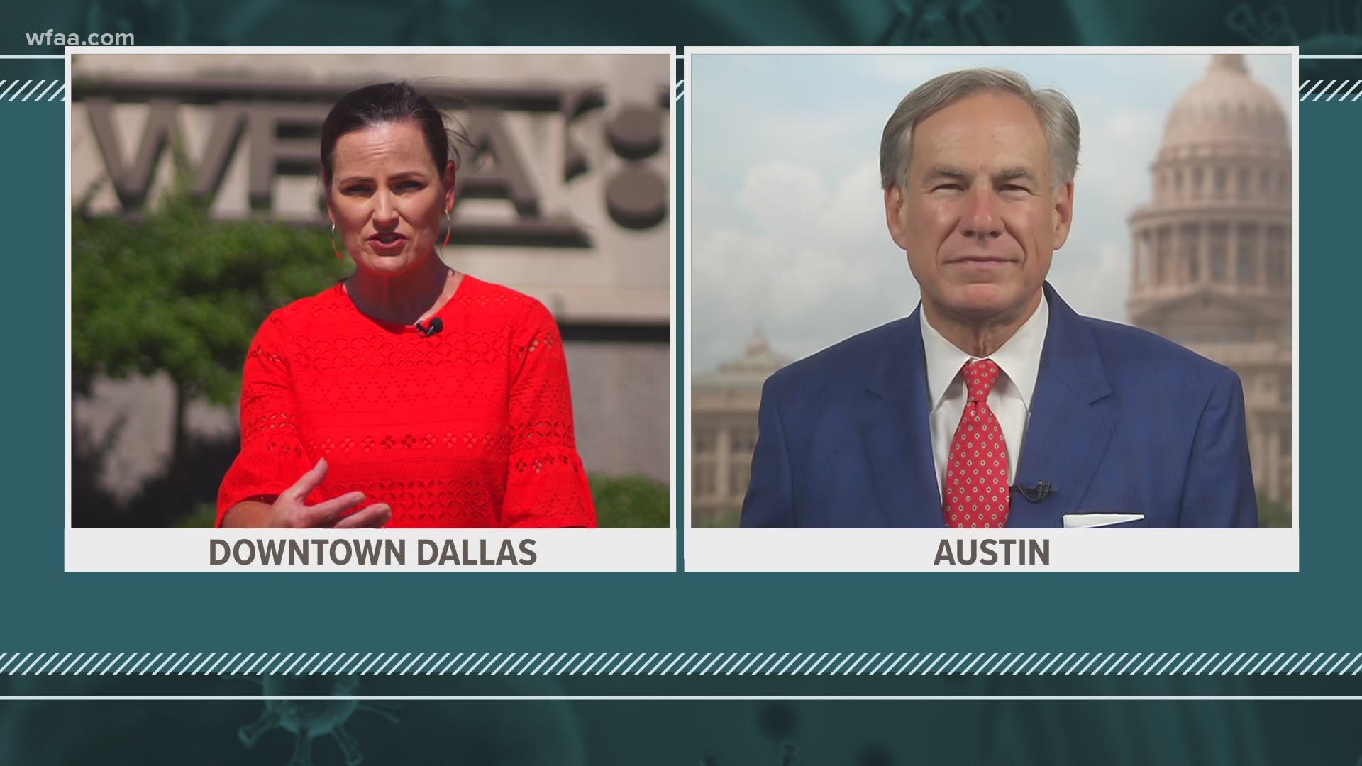 Gov. Greg Abbott joined WFAA live to talk about how local officials aren't enforcing orders he has put in place and what people need to do to contain COVID-19.