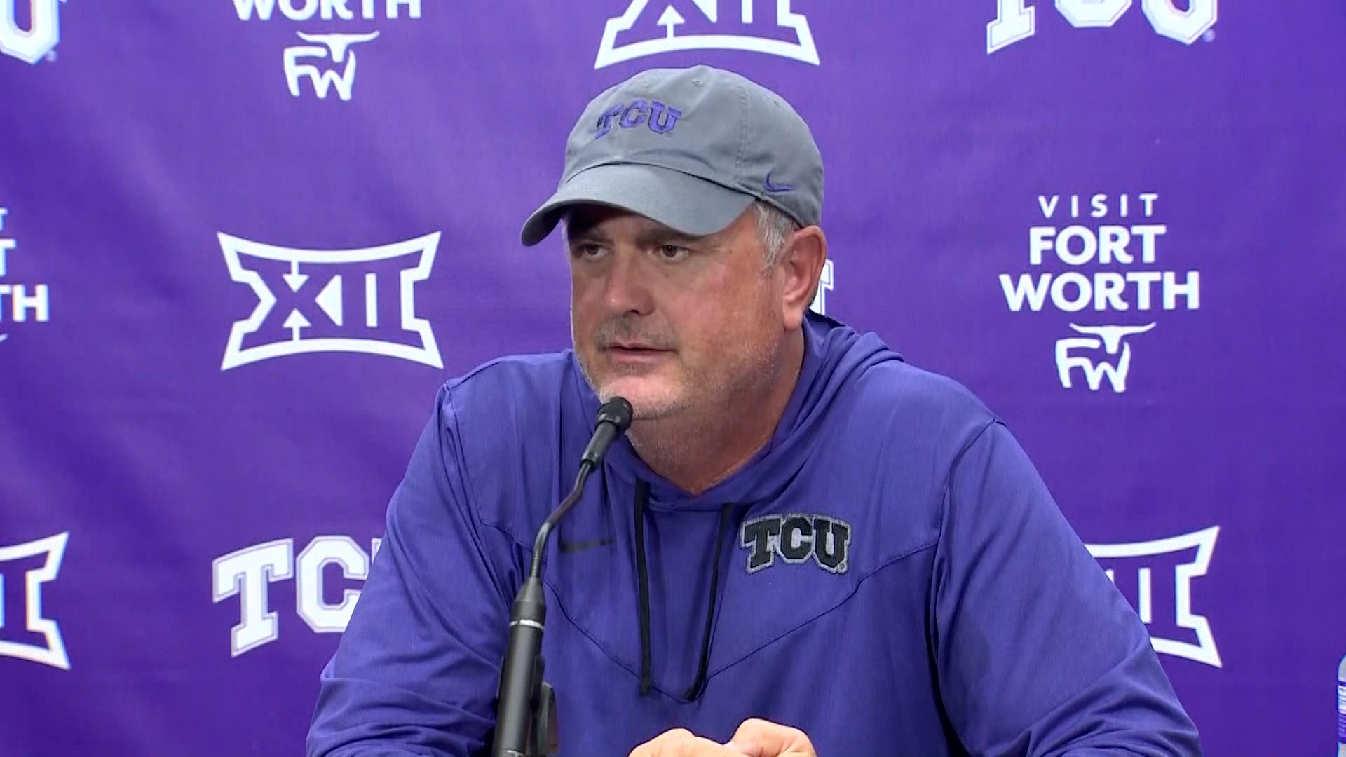 Sonny Dykes speaks to the media on Tuesday, Sept. 5 after the TCU loss and before the next game against Nichols State.