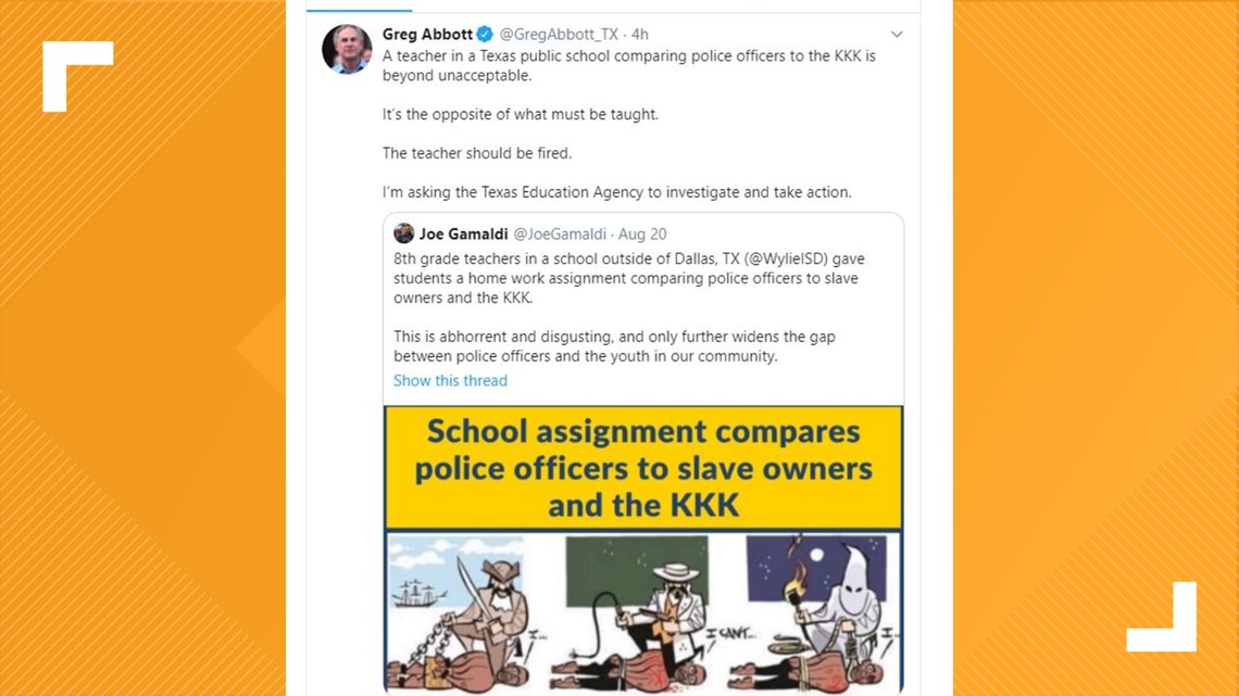 governor-calls-for-wylie-isd-teacher-to-be-fired-over-use-of-political