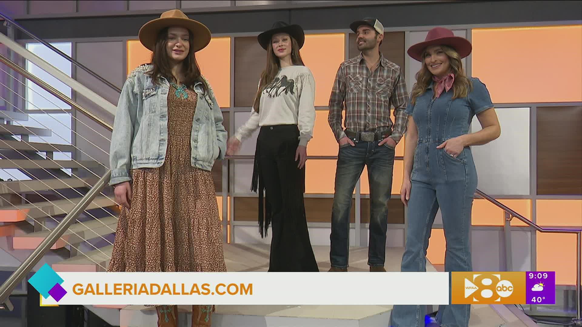 From traditional to cowboy chic and trending colors, Holly Quartaro of Galleria Dallas brings the boots and hats.
