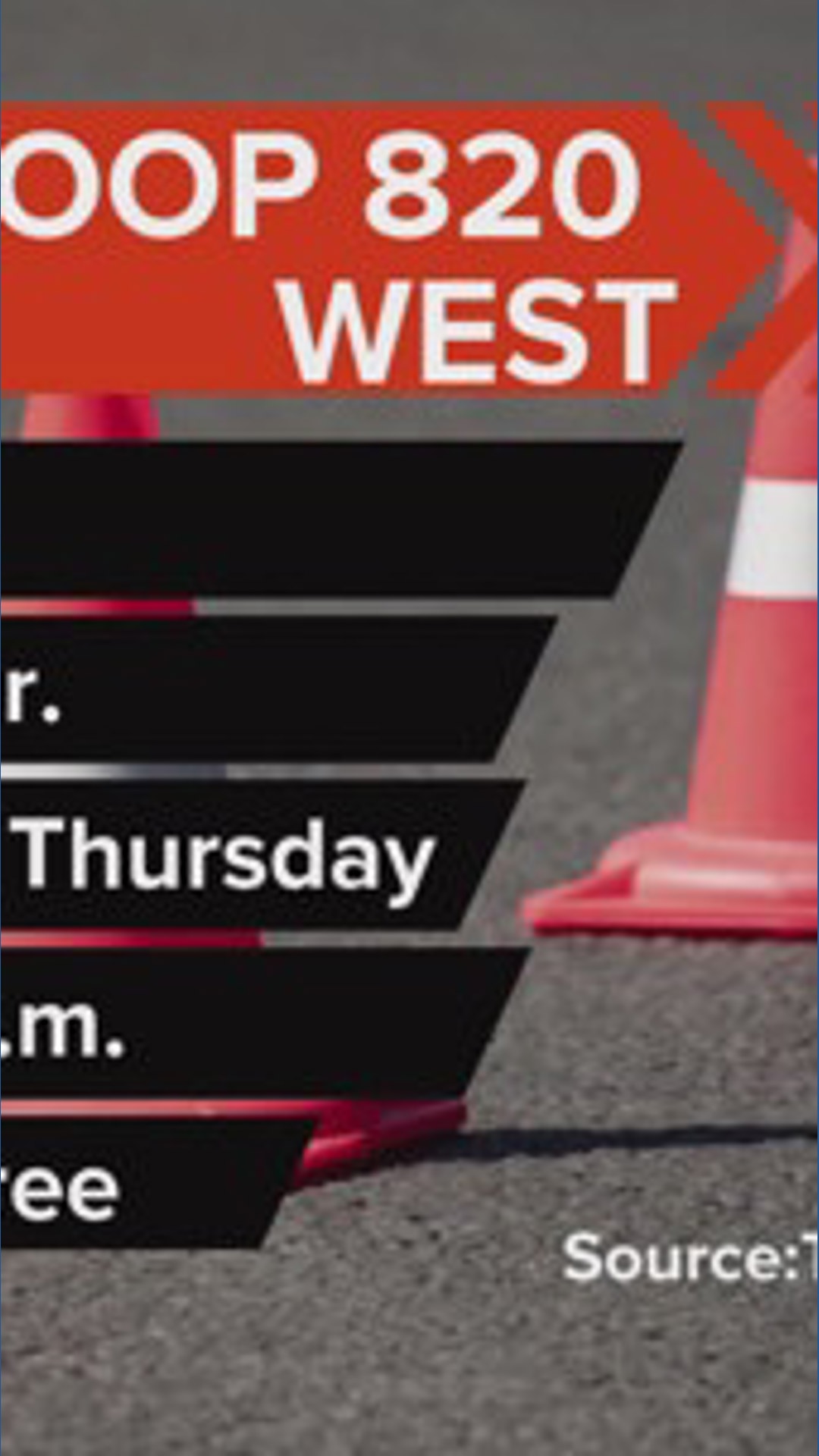 Nightly closures in Tarrant County on Loop 820 | wfaa.com