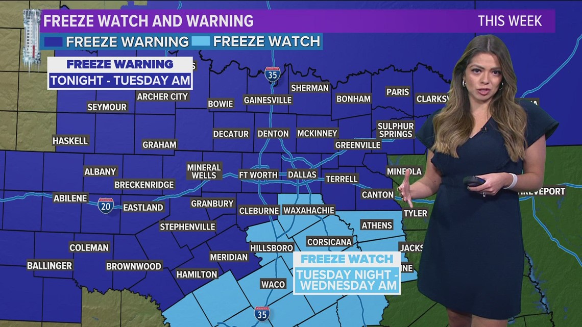 DFW Weather: Freeze Warnings and Freeze Watch in place for North Texas ...
