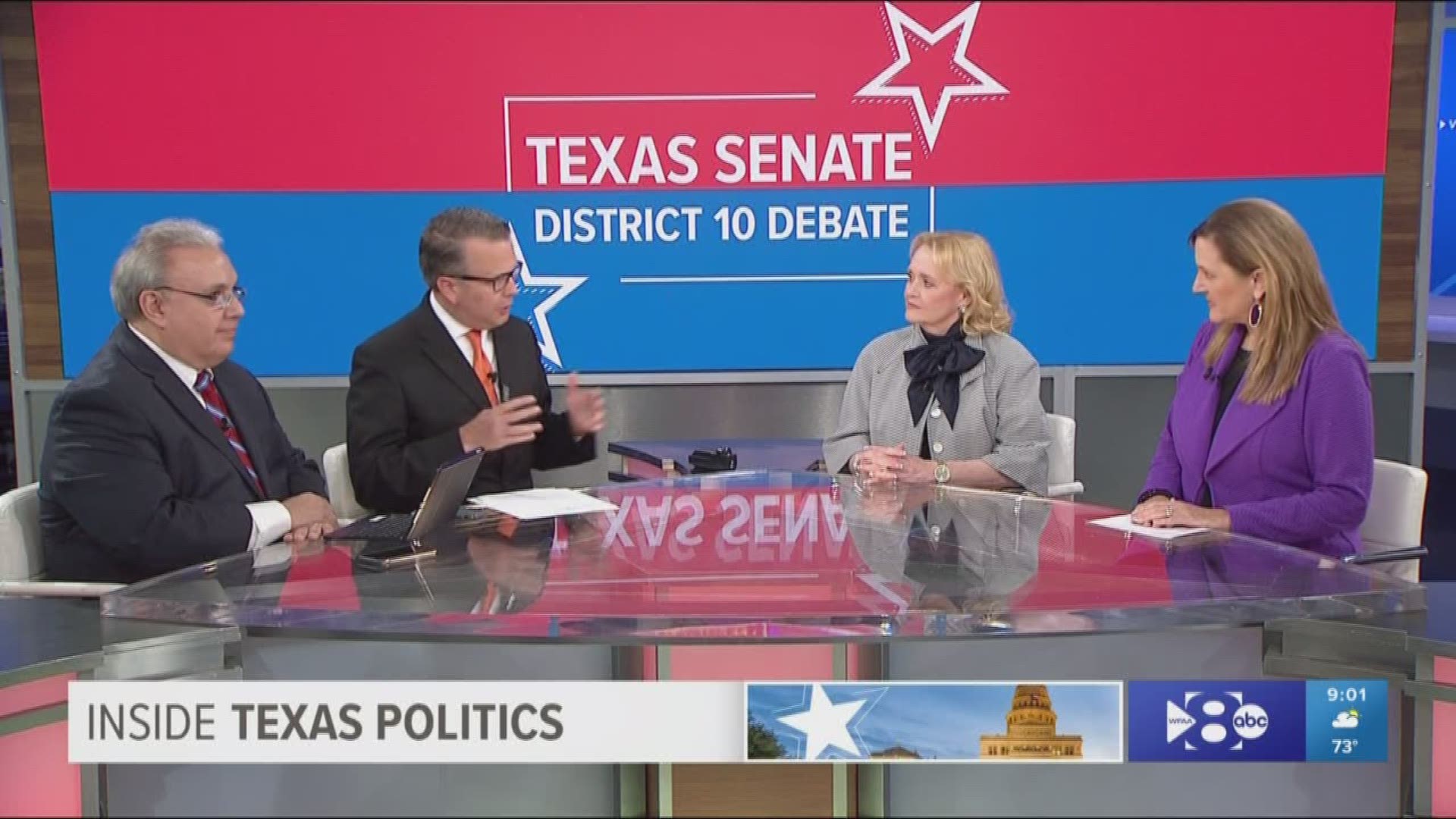 Inside Texas Politics began with one of the most competitive Texas Senate races in the state, District 10. Incumbent Republican Konni Burton faced off with Democratic challenger Beverly Powell. State Senate District 10 often swings from Democrat to Republ