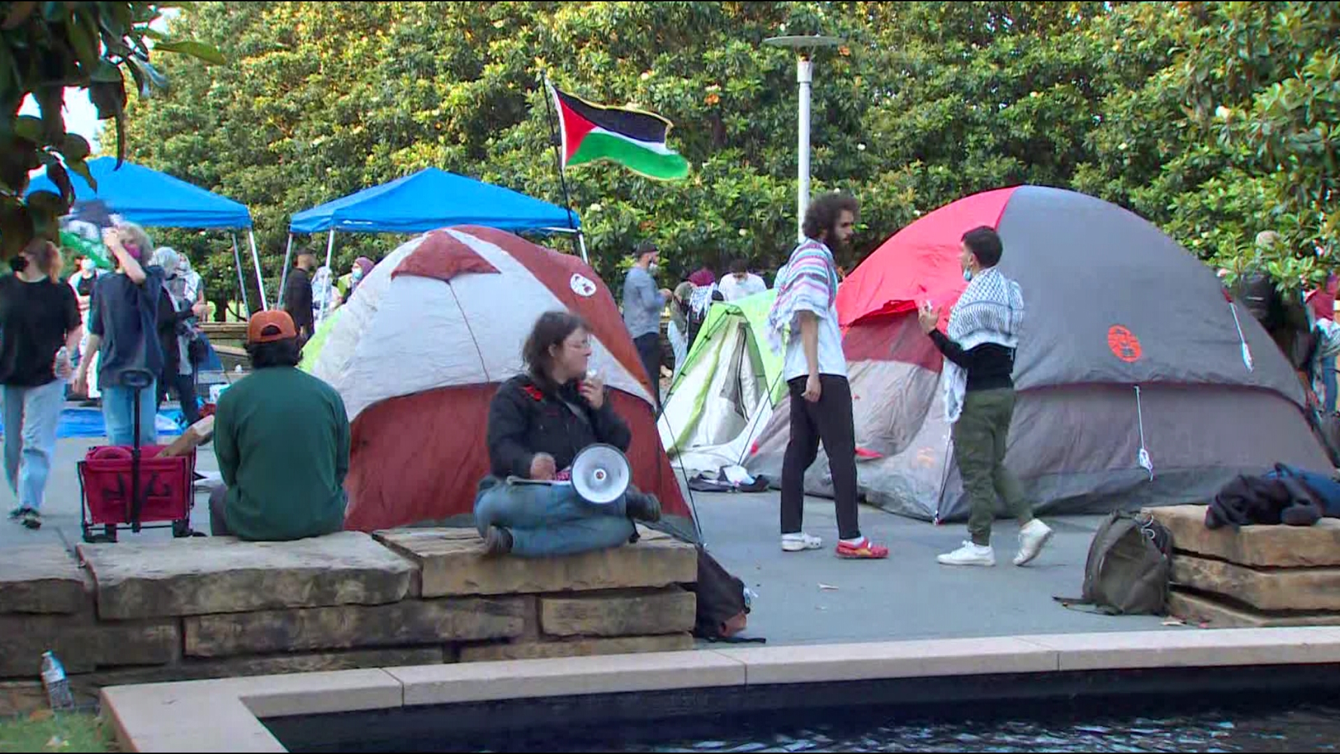 Students at UT Dallas staged an encampment Wednesday in support of Palestine. They are demanding the University to divest from companies with ties to Israel.