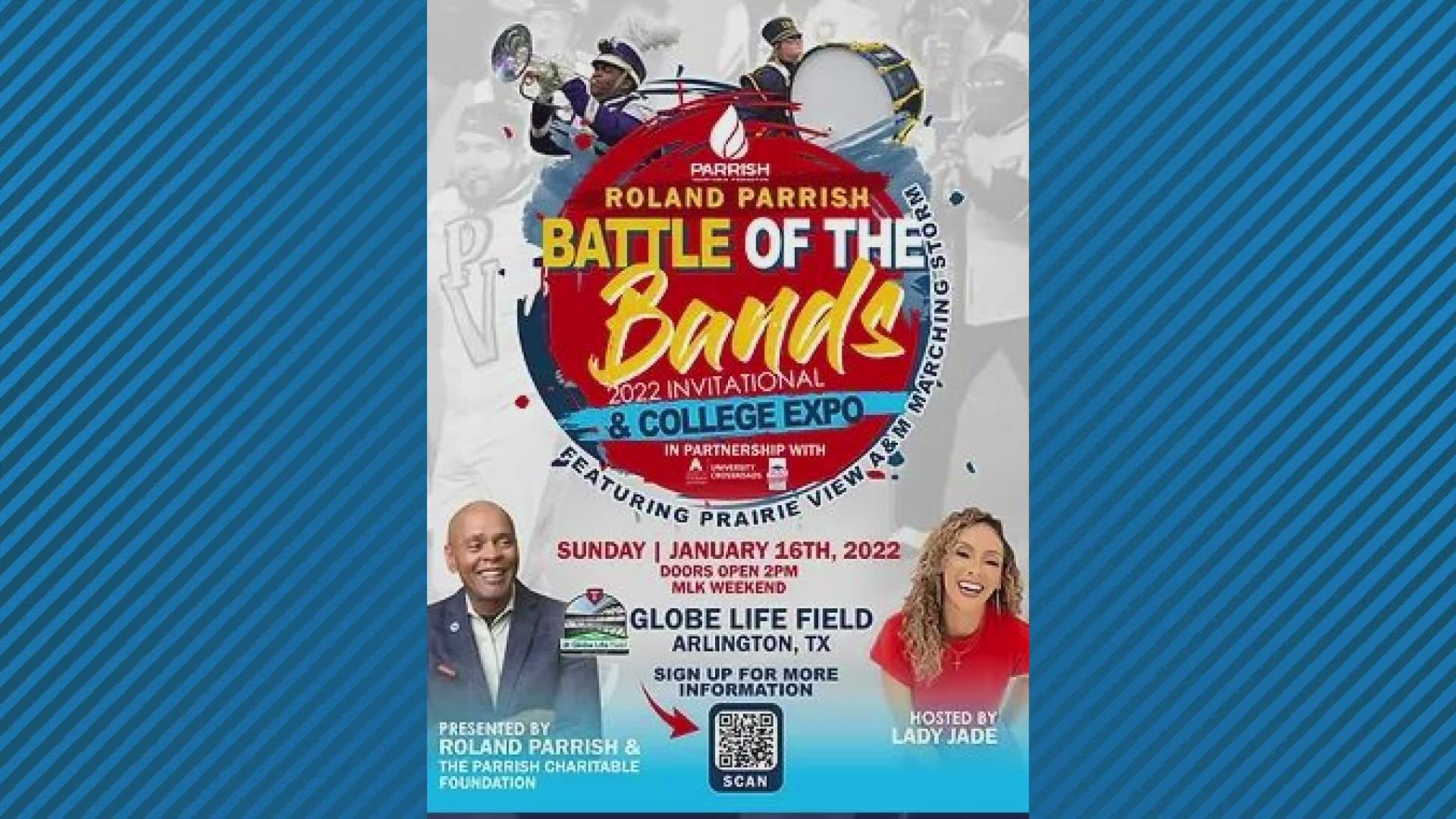 Roland Parrish presents the 2022 Battle of the High School Bands and College Expo. Tickets: www.parrishbattleofthebands.com