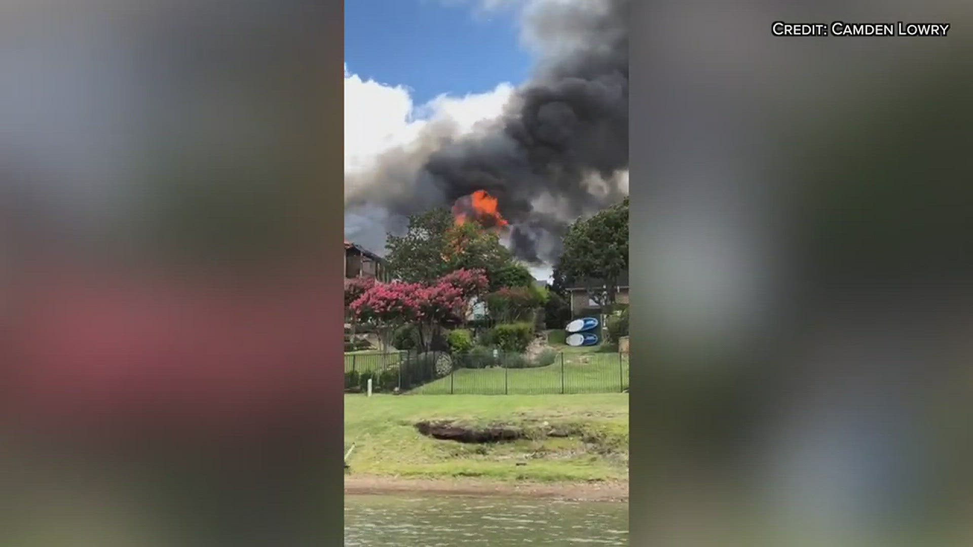 No one was home during the fire, which happened in Highland Village on Lake Lewisville. (Credit: Camden Lowry)