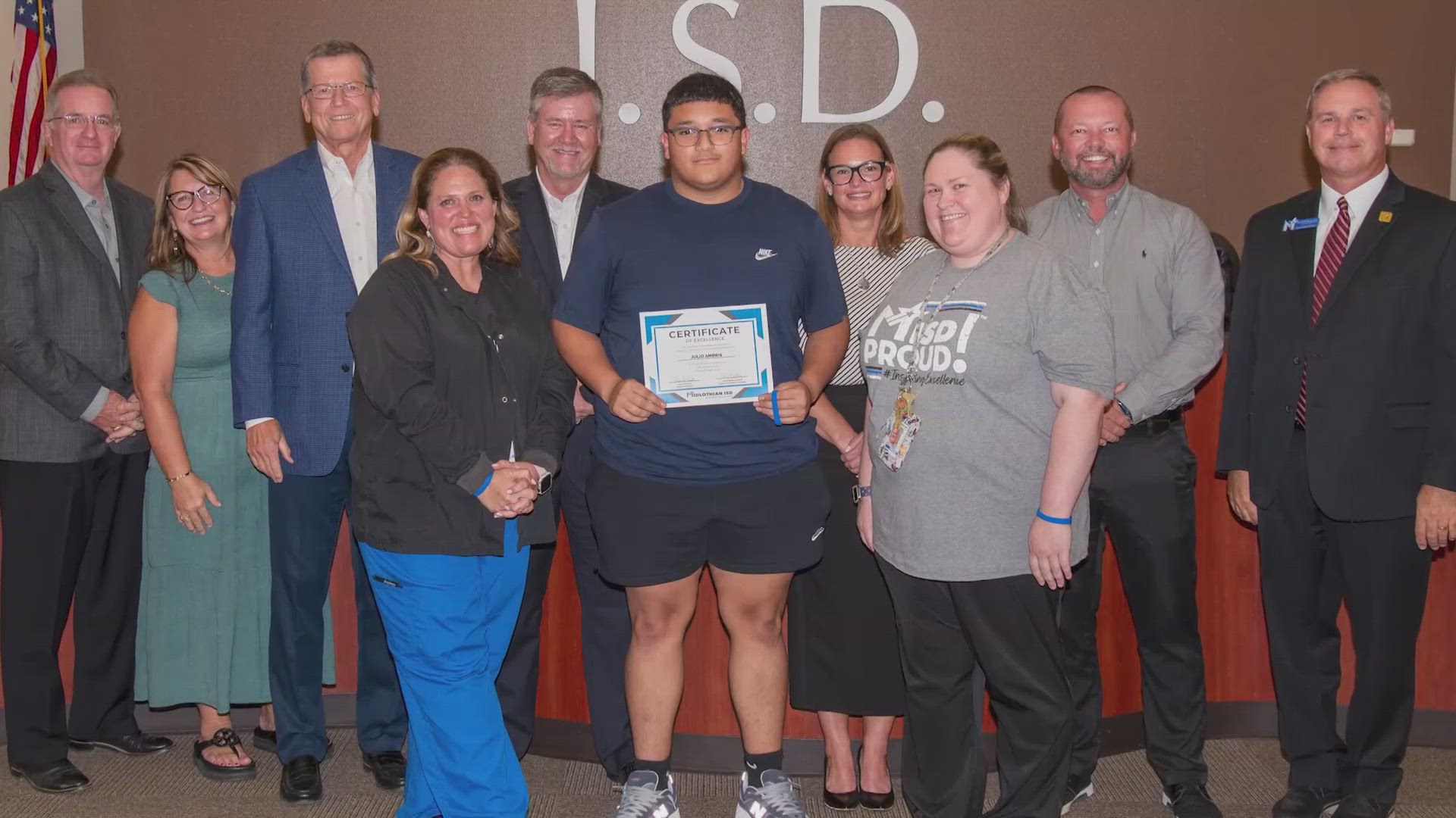 The school district recognized the student for his heroic actions.