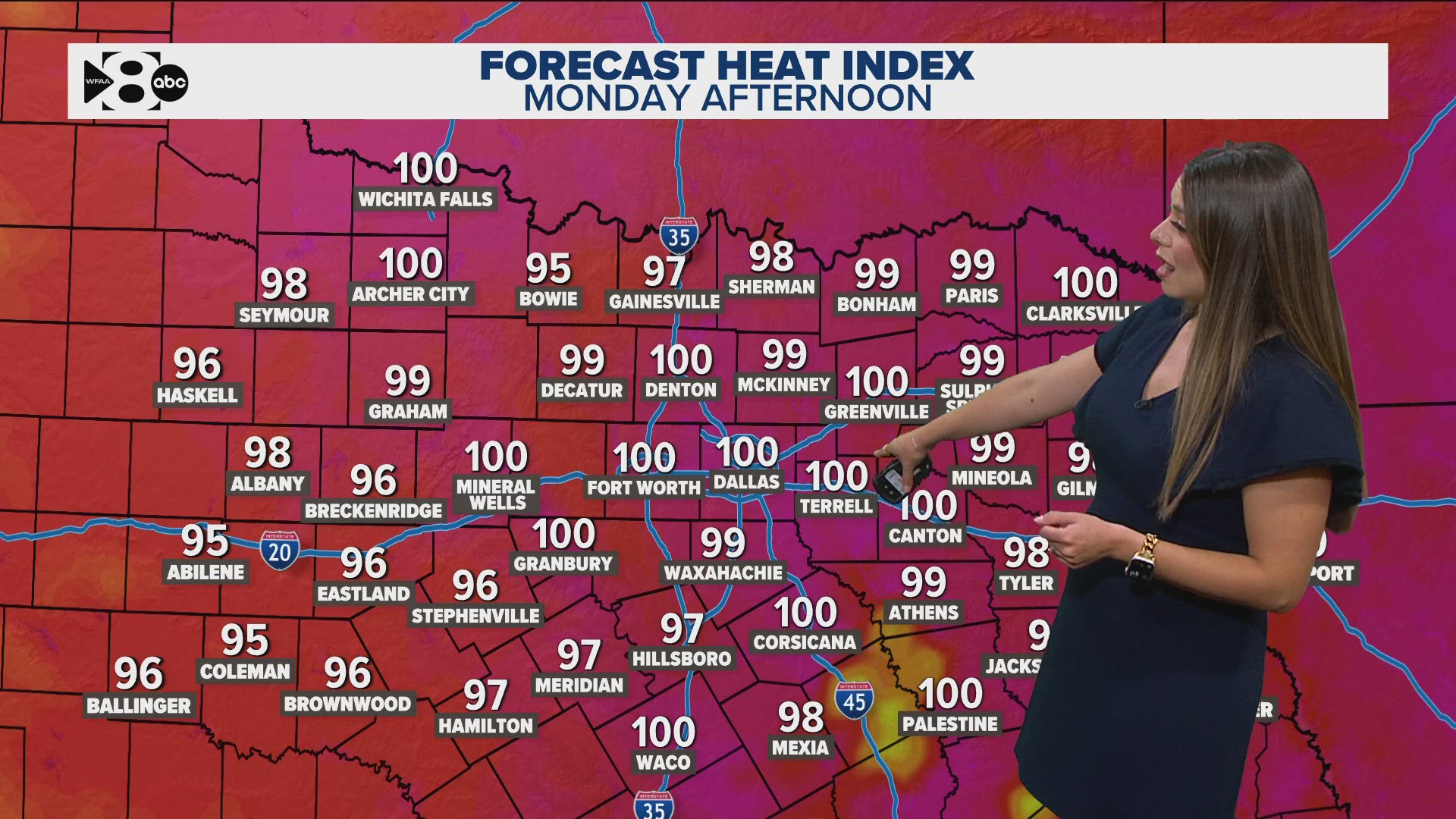 Temperatures will feel like the low triple digits. 