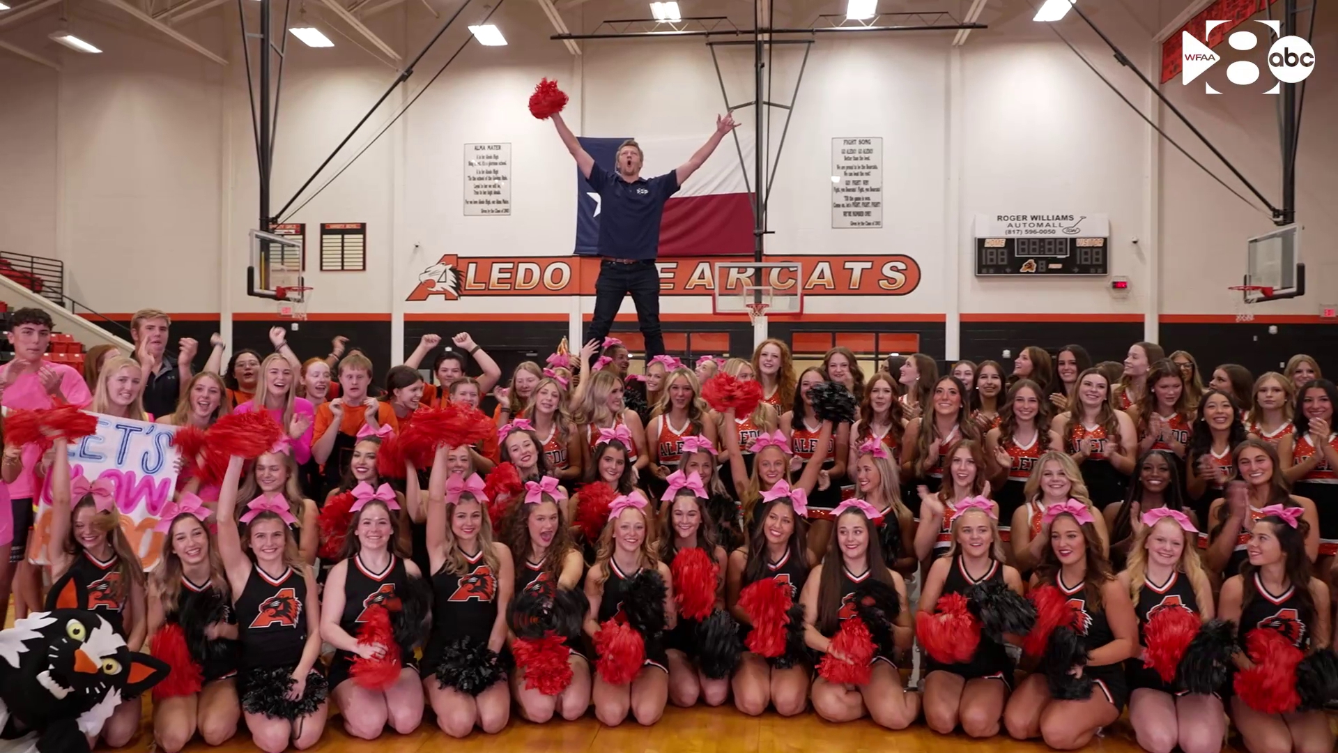 Aledo's Cheer team and Dance team woke up early Friday morning to get amped for tonight's matchup between Aledo and Denton Ryan.