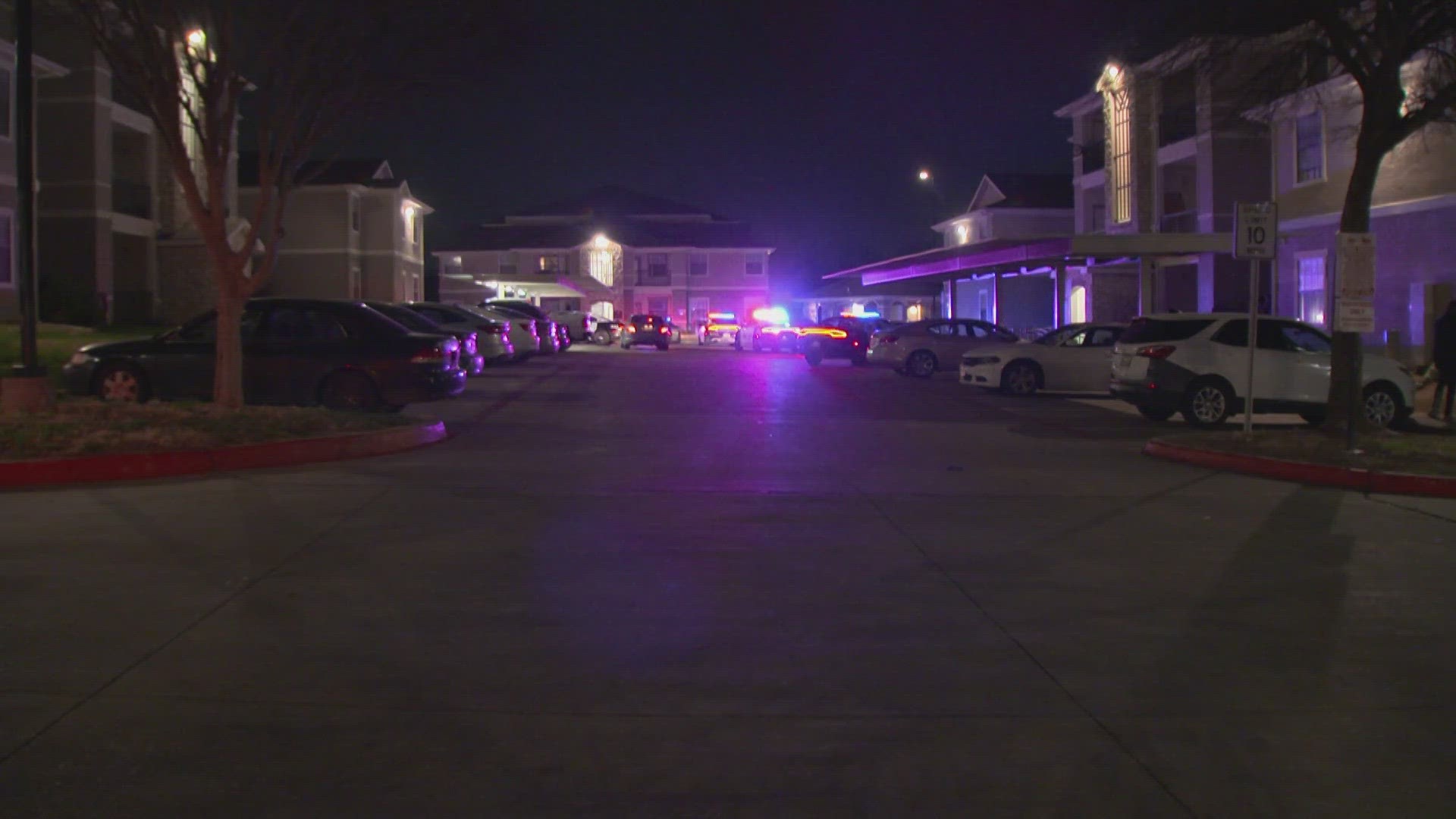 Police responded to the shooting call in the 200 block of Stoneport Drive in Dallas shortly before 9 p.m. Friday.