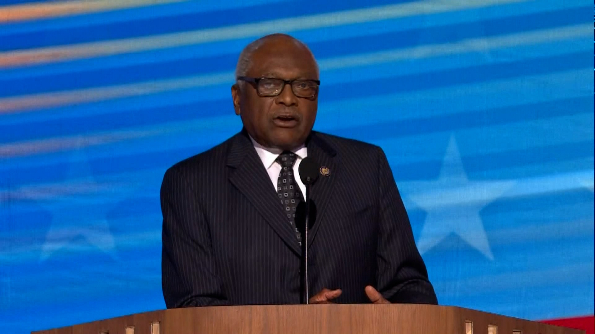 Rep. James E. Clyburn delivered a full speech on day one of the 2024 Democratic National Convention in Chicago, Illinois.