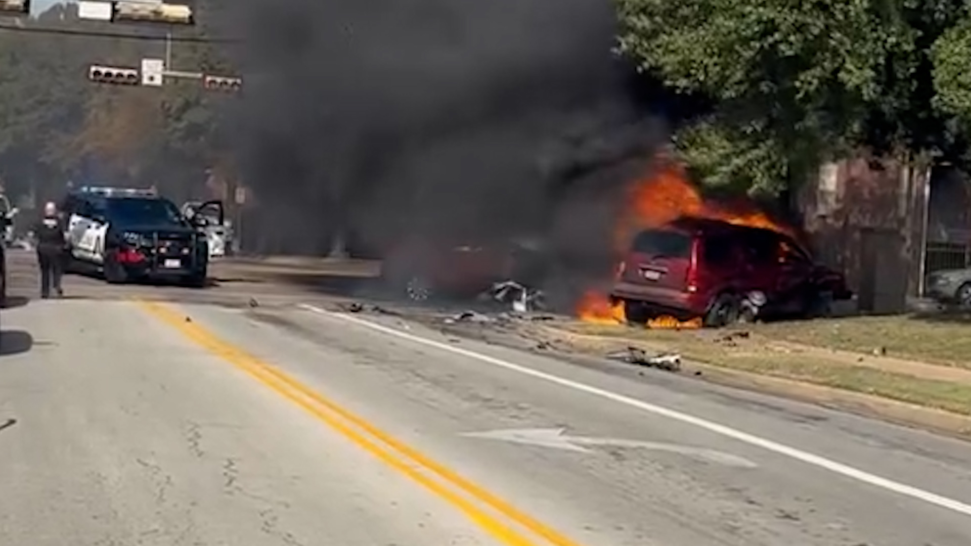 Police said they chased the suspect, who had two active domestic violence-related felony warrants. While driving, the suspect crashed. Police pulled him from his car