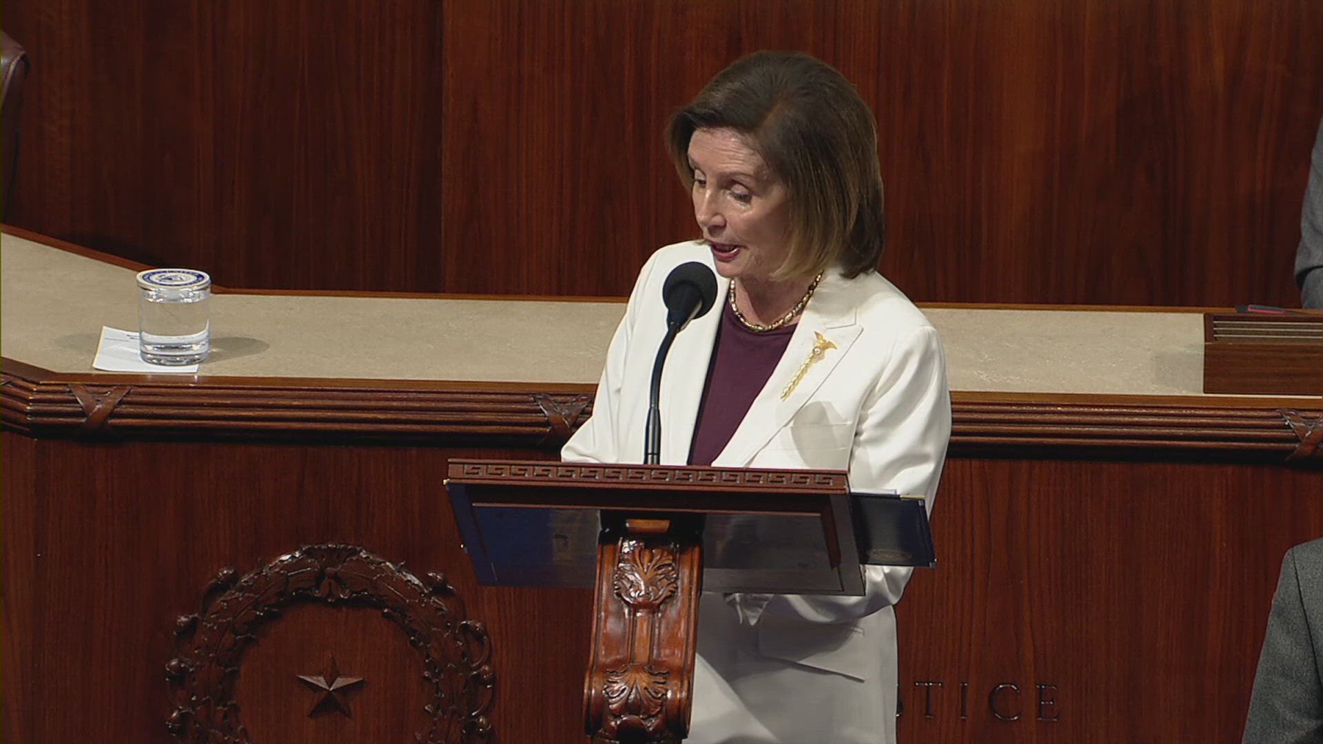 Her office says Pelosi suffered the injury on a Congressional trip to Luxembourg.