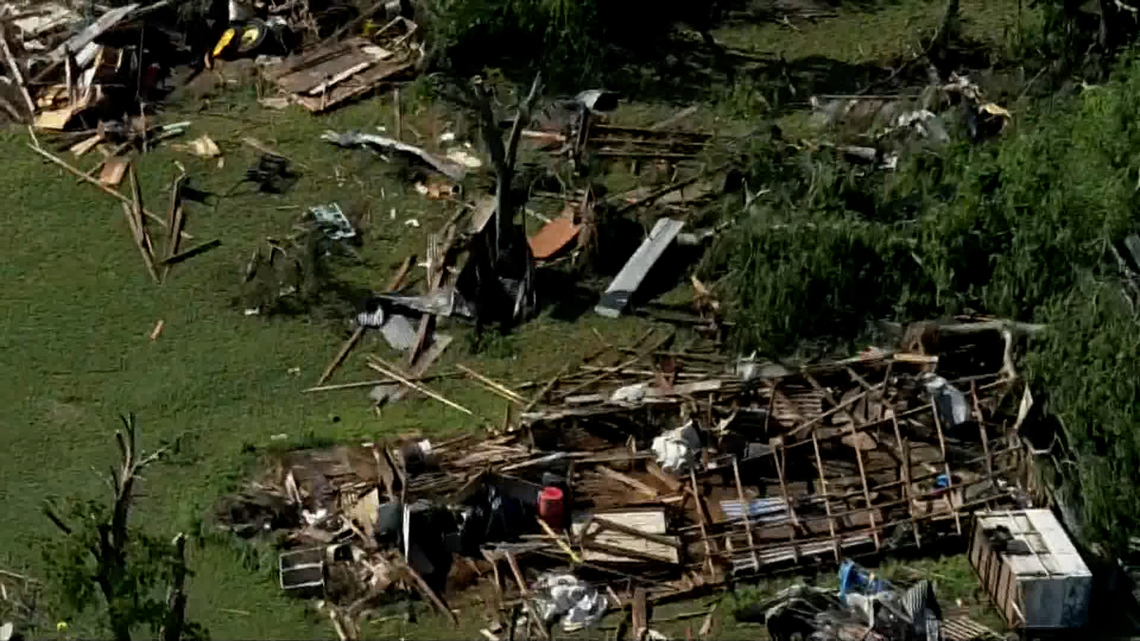 Aerial video shows damage from tornadoes, severe storms | wfaa.com