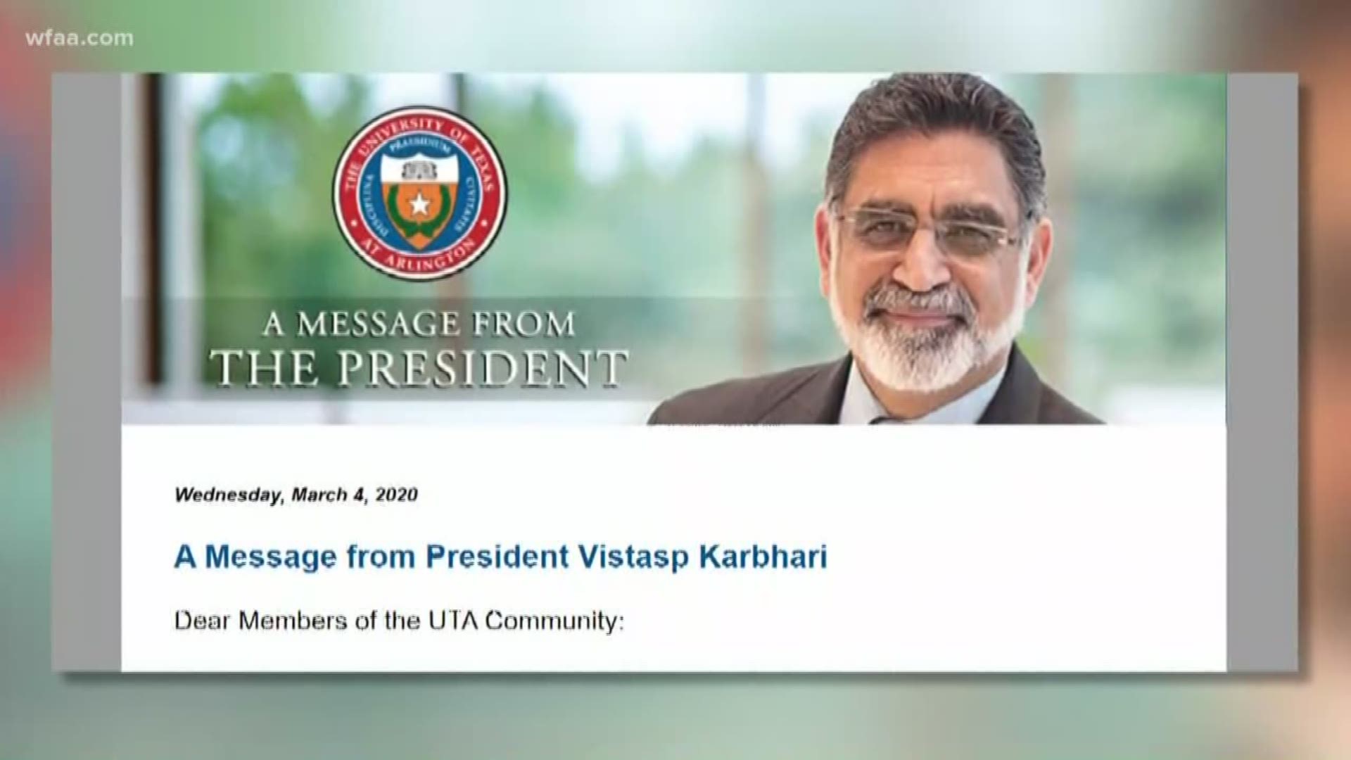 President Vistasp Karbhari took office in June 2013 as UTA’s eighth president.