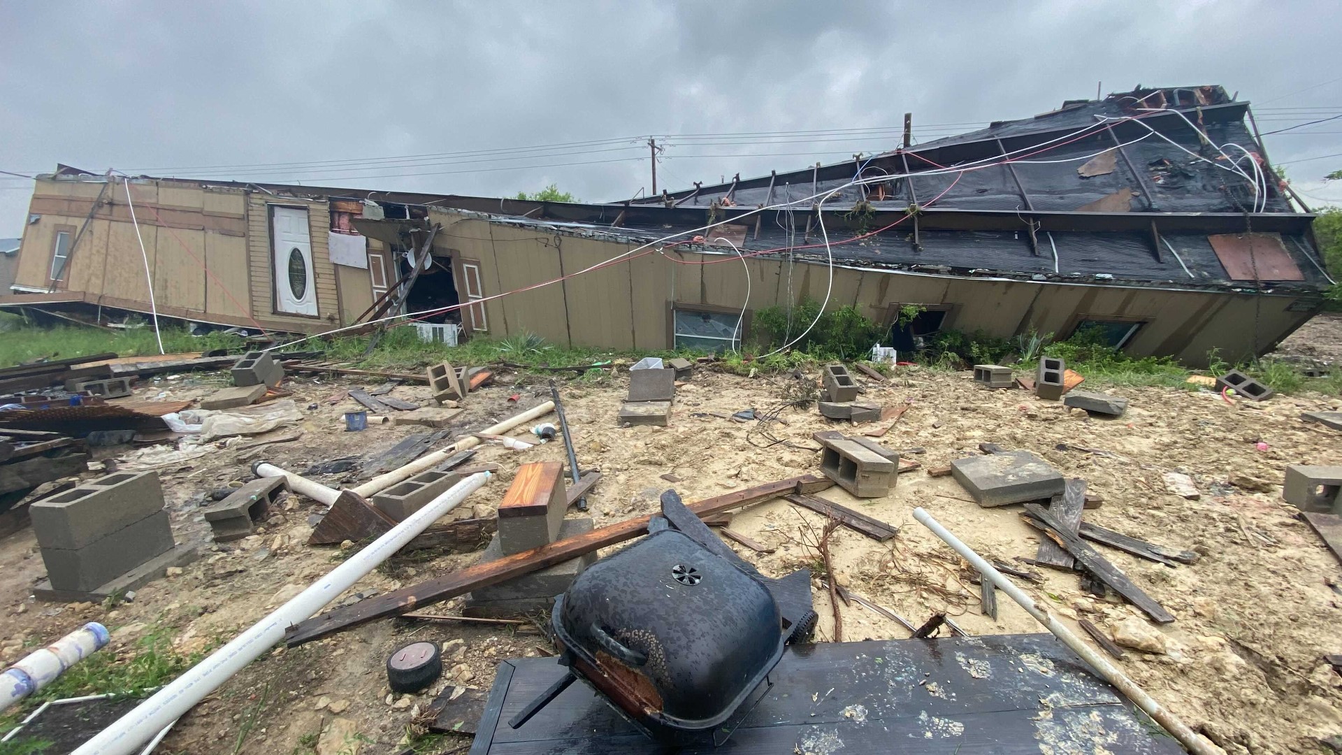 Storms in North Texas flipped a mobile home in Azle overnight.