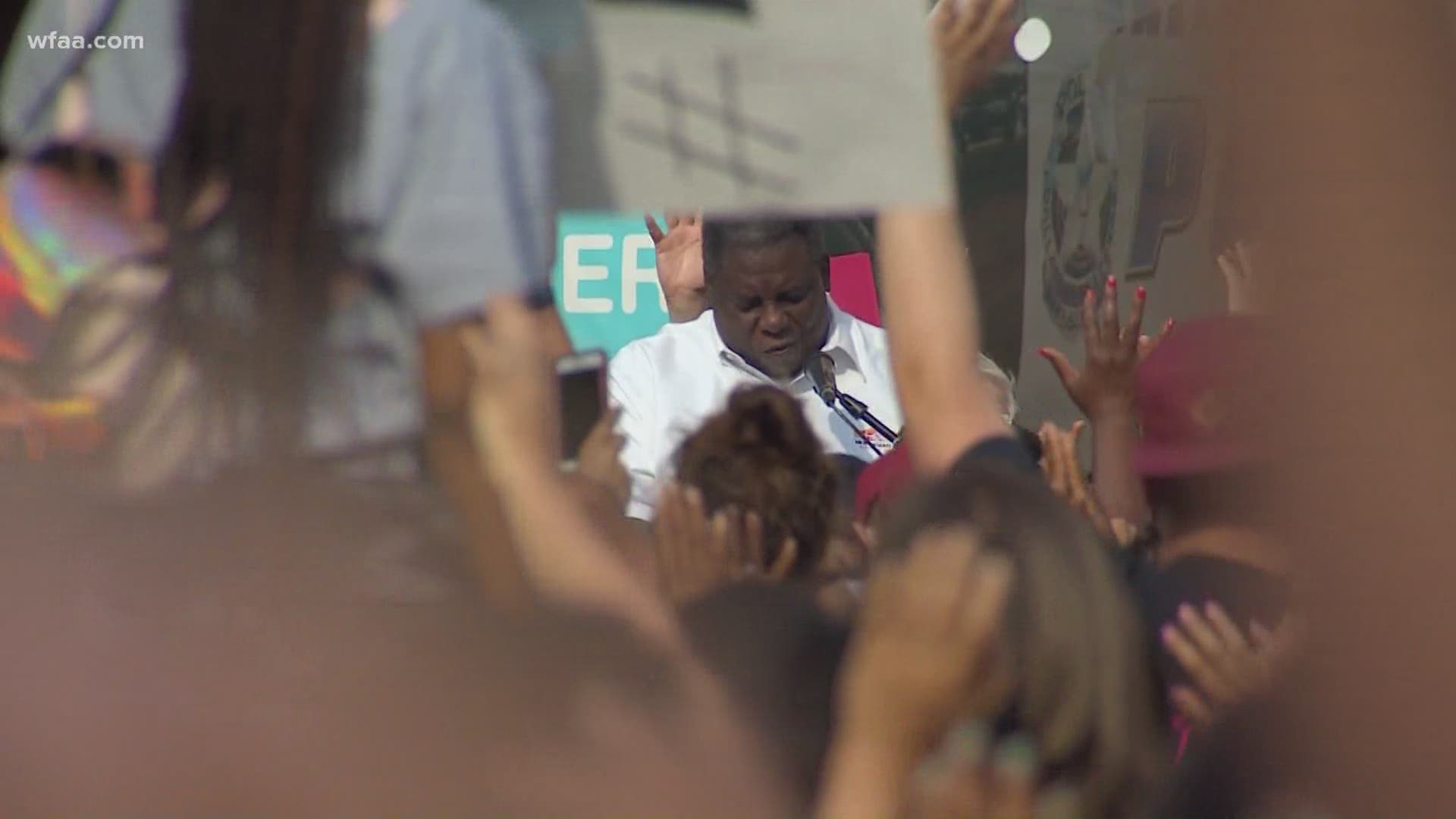 A large crowd gathered for a vigil at the Freedman's African Memorial Park and Cemetery on Lemmon Avenue Sunday in Dallas.